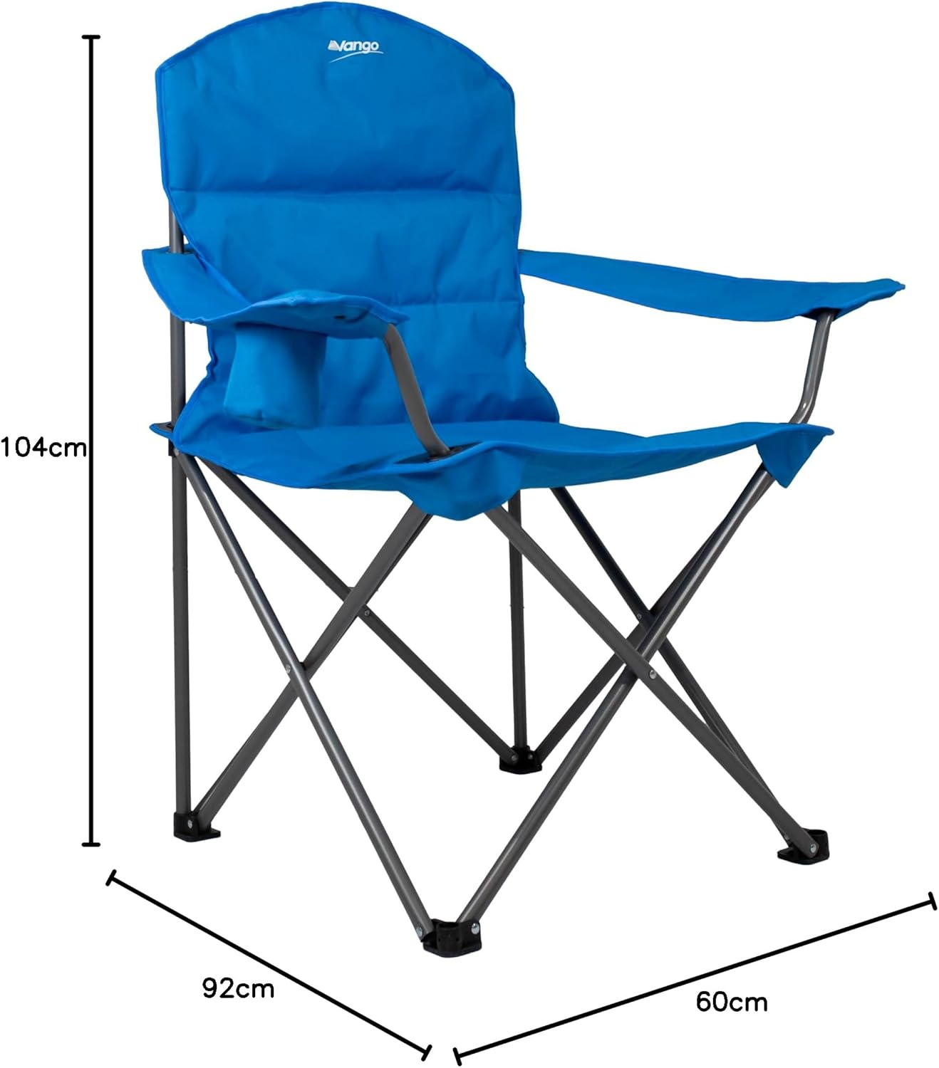 XL Padded Camping Chair 180kg Extra Wide Blue Fold