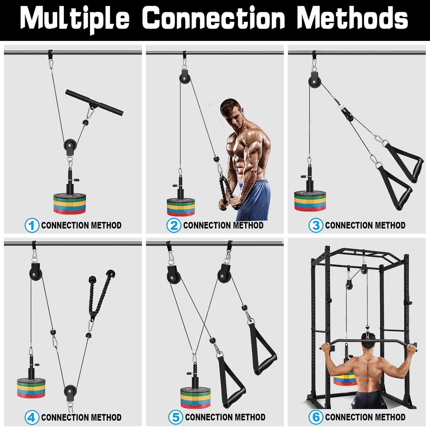 Home Gym Cable Pulley System LAT Pulldown Arm Workout Kit
