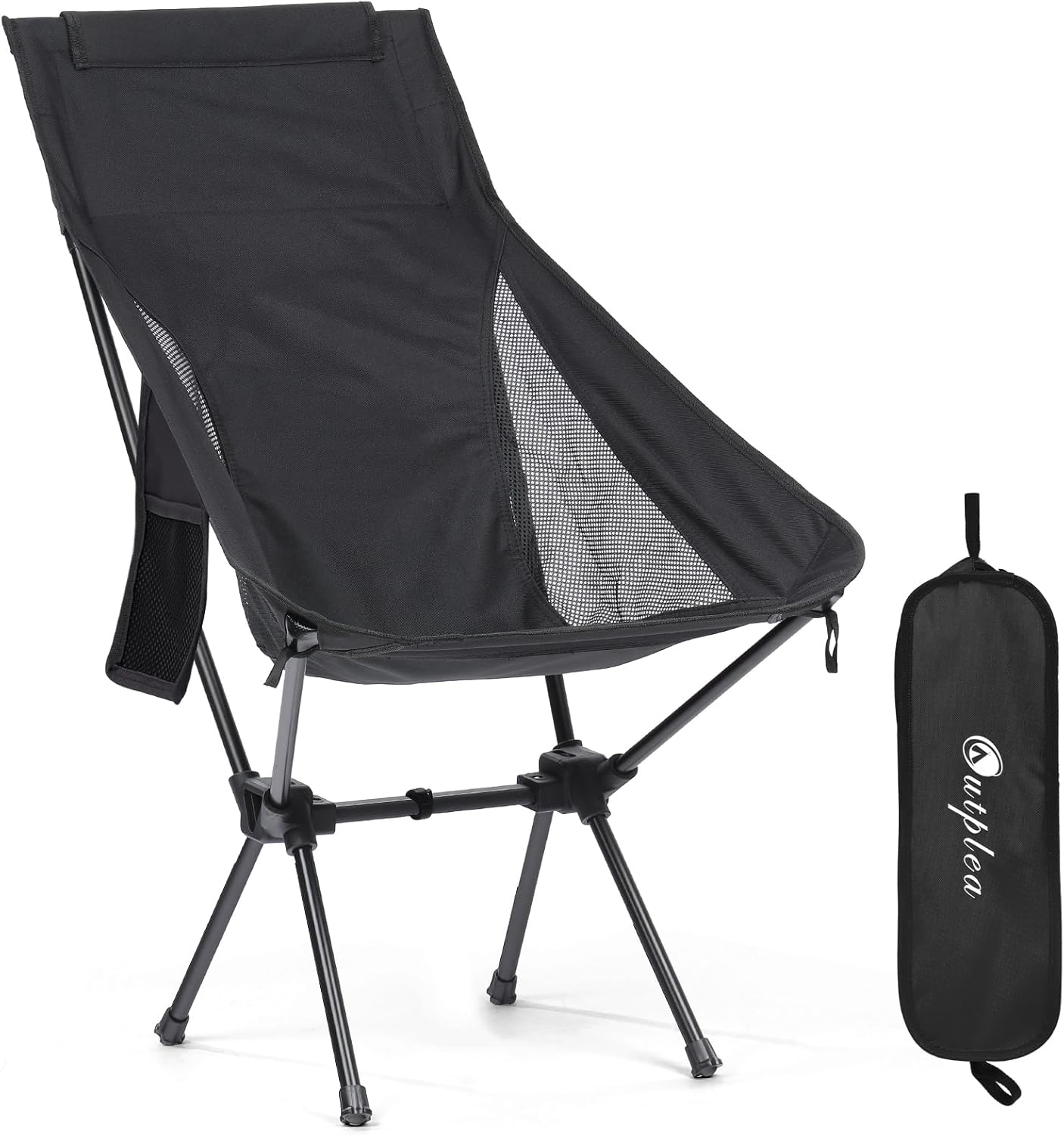 Black High Back Lightweight Camping Chair Portable Folding Outdoor Seat