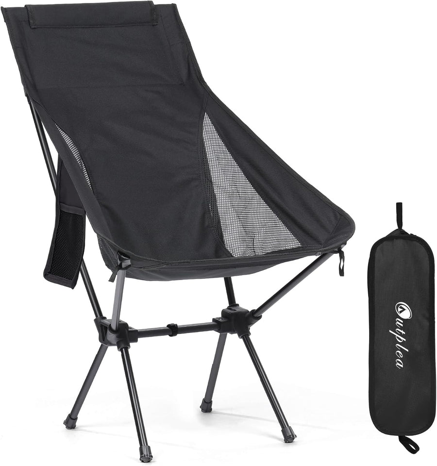 Black High Back Lightweight Camping Chair Portable Folding Outdoor Seat