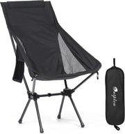 Black High Back Lightweight Camping Chair Portable Folding Seat