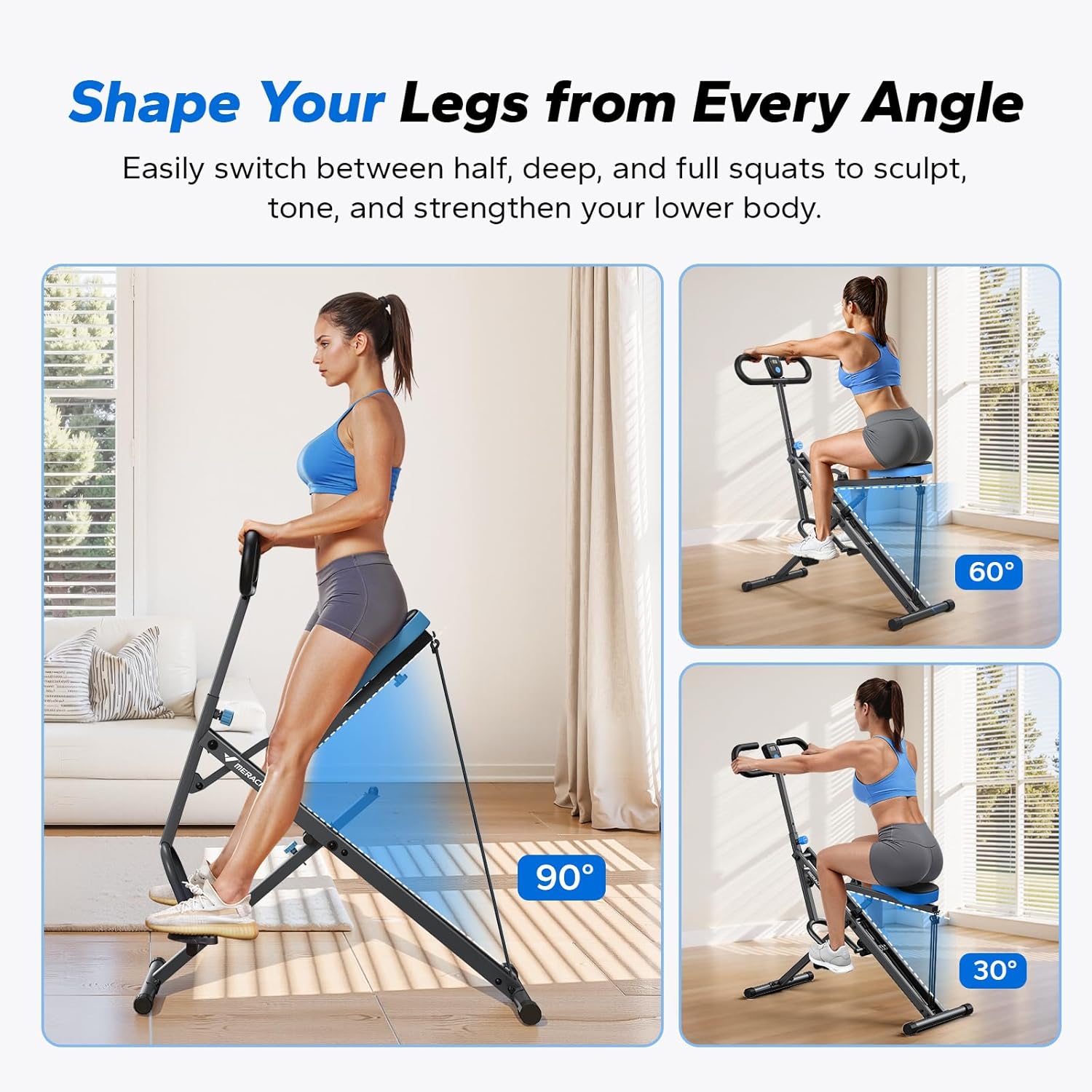 2 in 1 Squat Rowing Machine Foldable Home Gym Glute Trainer