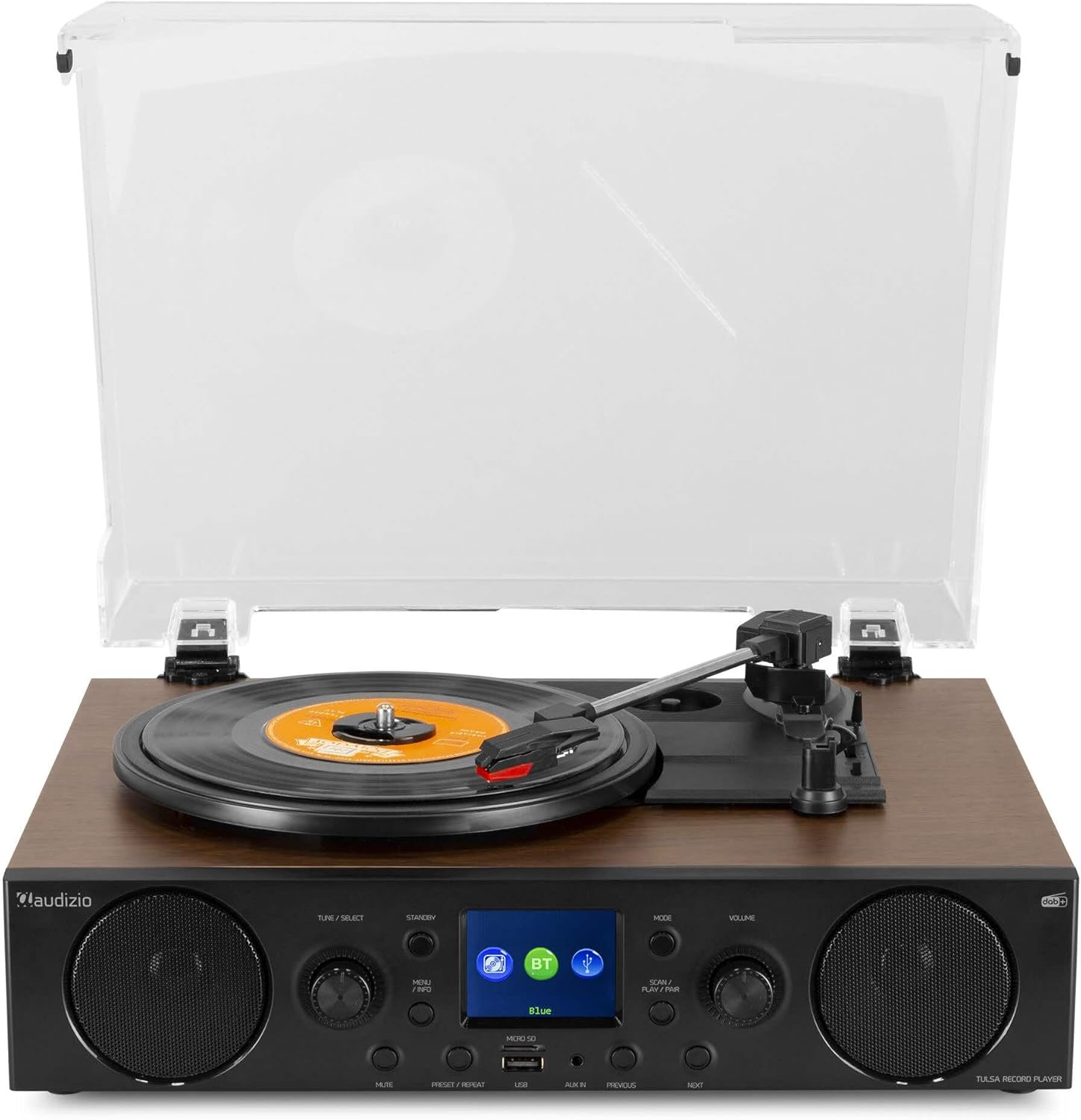 Retro Bluetooth Record Player DAB Radio USB Recording Brown