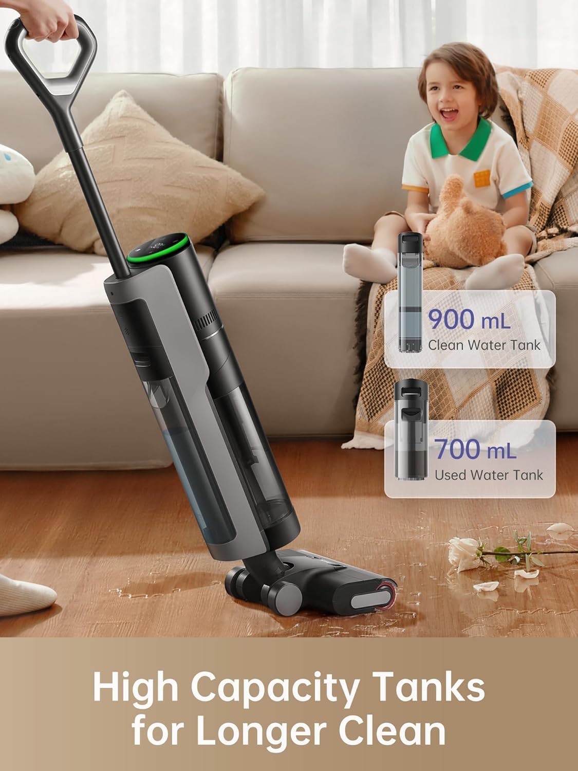 Wet Dry Vacuum Cleaner Cordless Mop Edge Cleaning Hot Air Drying