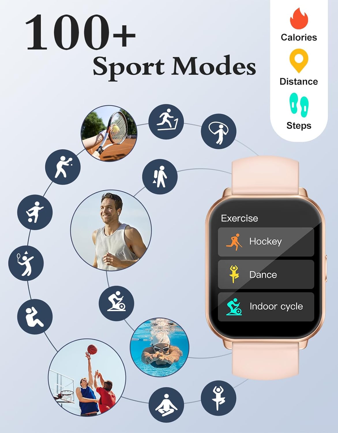 Smart Watch Bluetooth Call Fitness Tracker 1.85 Inch HD