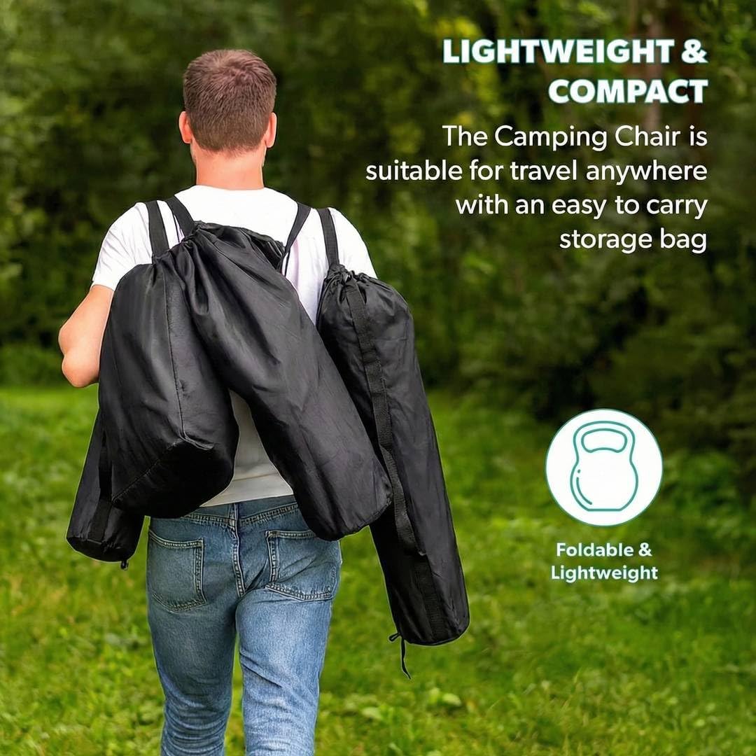 4 Pack Black Folding Camping Chairs with Cup Holder