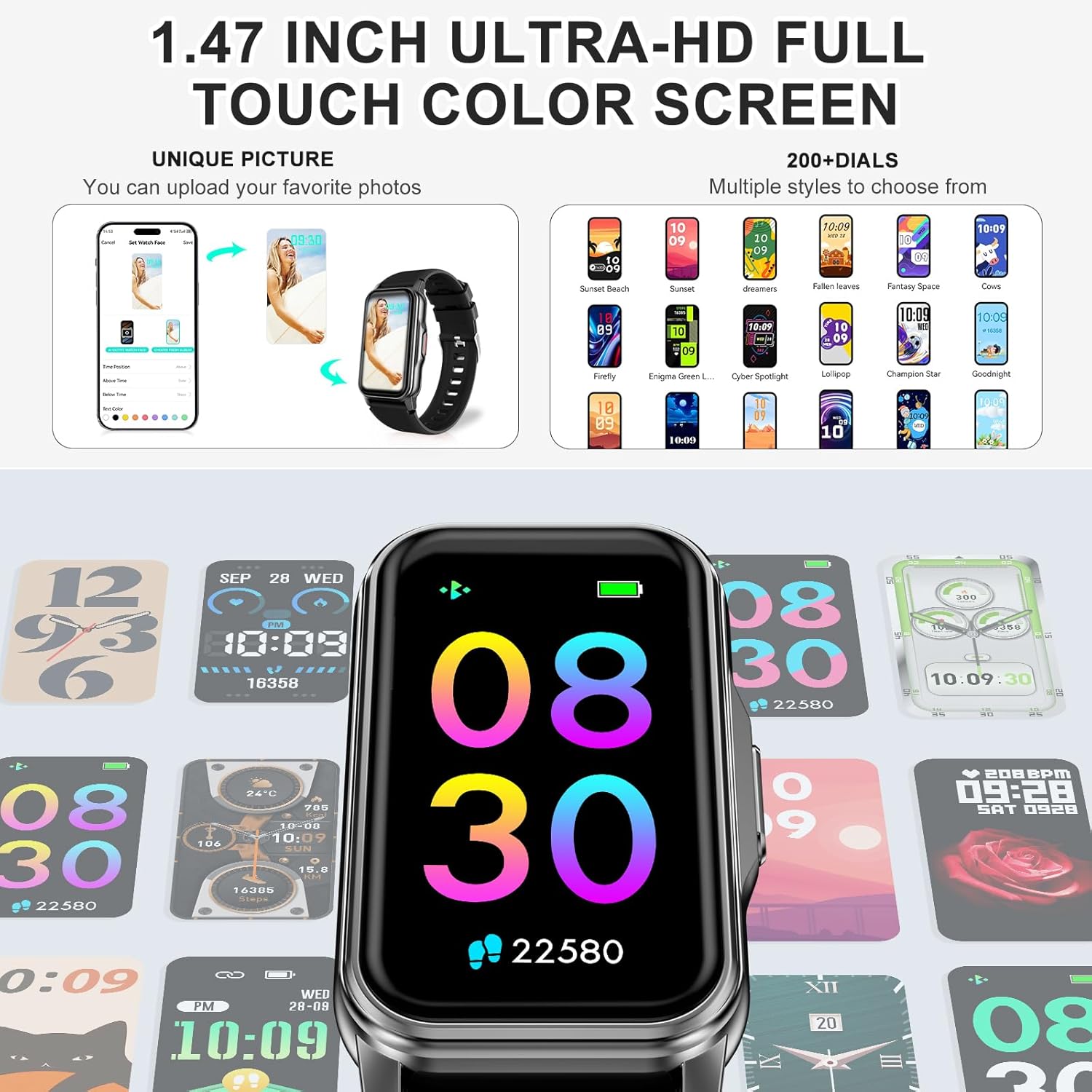 Fitness Tracker Heart Rate Sleep Blood Oxygen Watch