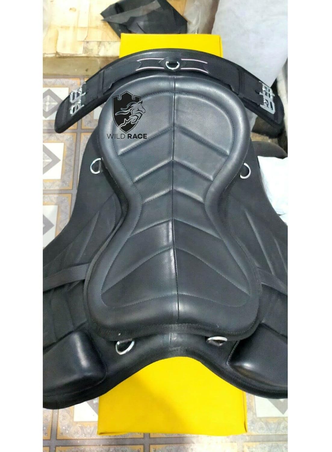 Black Leather Treeless Horse Saddle 14 Inch Soft Seat