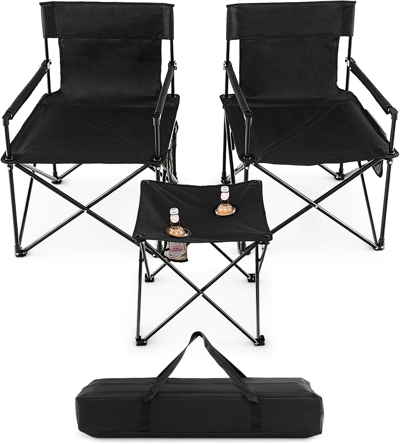 3 Piece Folding Camping Chairs and Table Set Portable