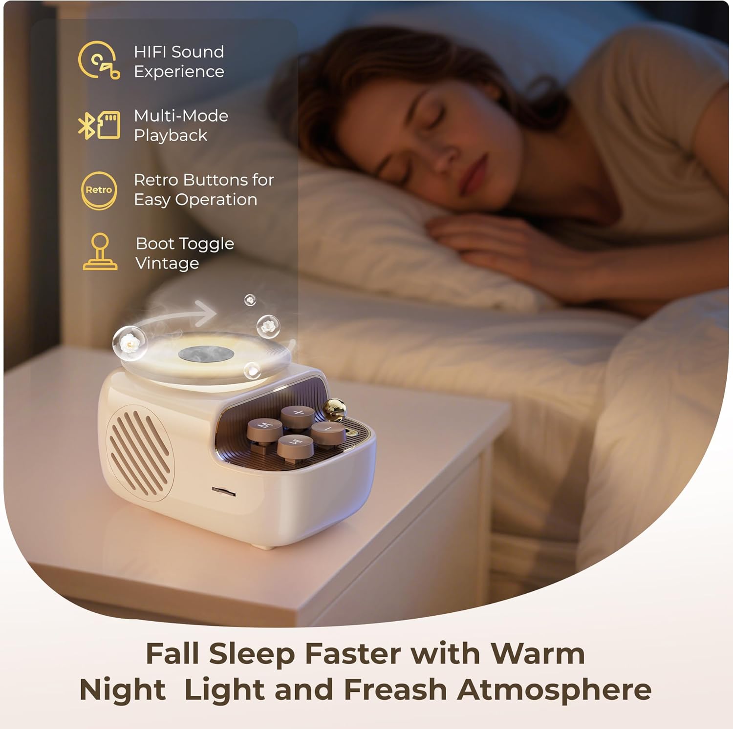 Mini Retro Bluetooth Speaker Night Light Portable TF Card
