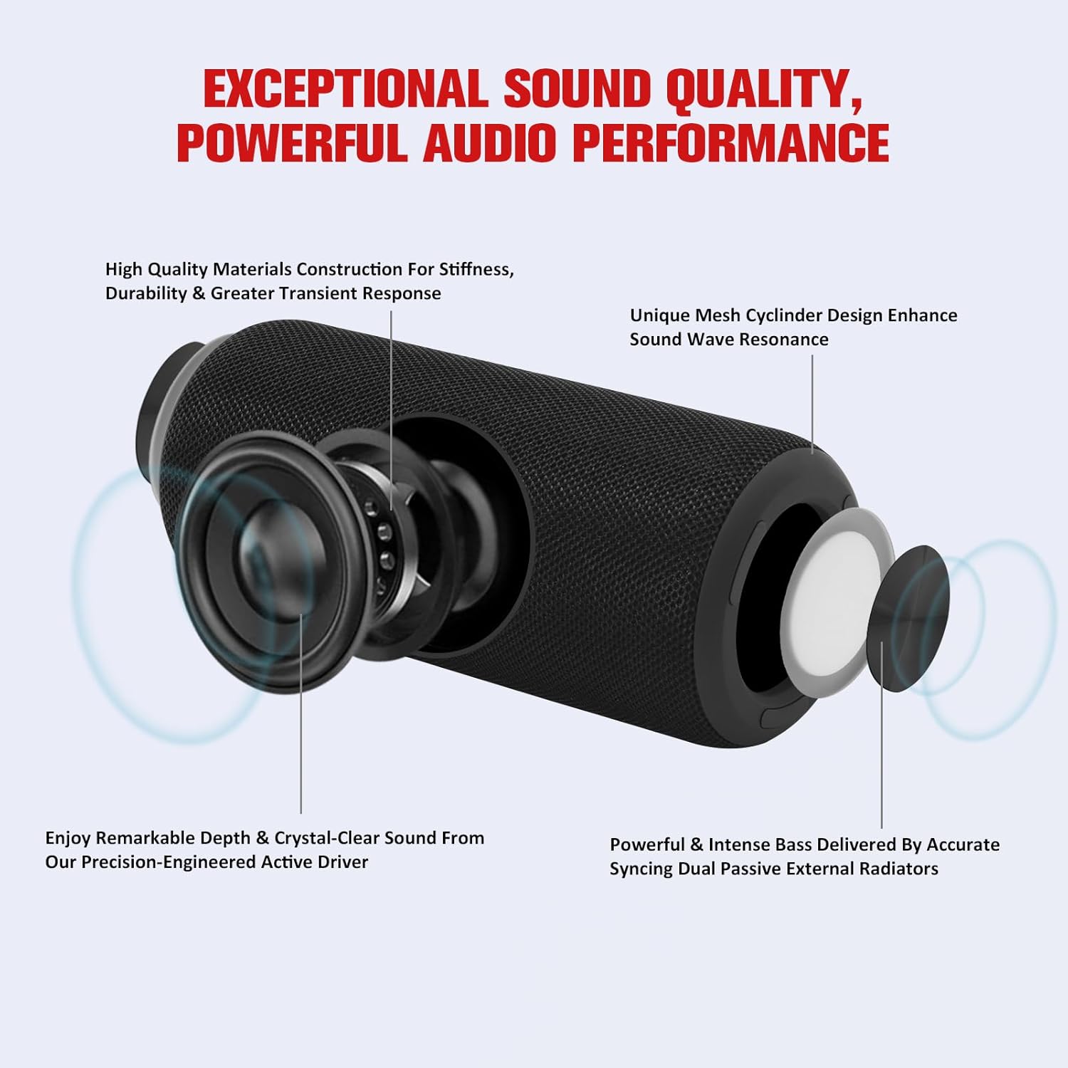 Bluetooth Speaker 24Hr Battery RGB Bass TWS Portable USB C