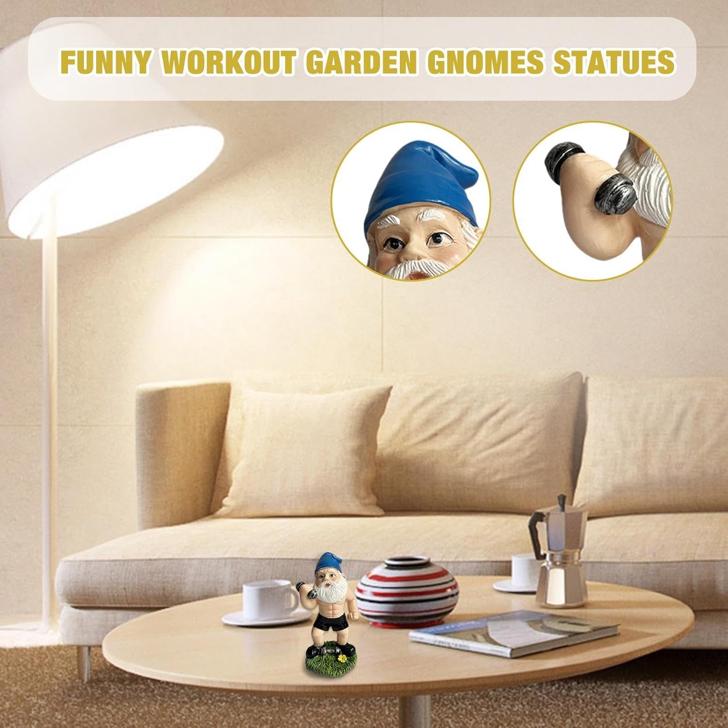 Funny Workout Gnome Statue Resin Garden Gym Decor