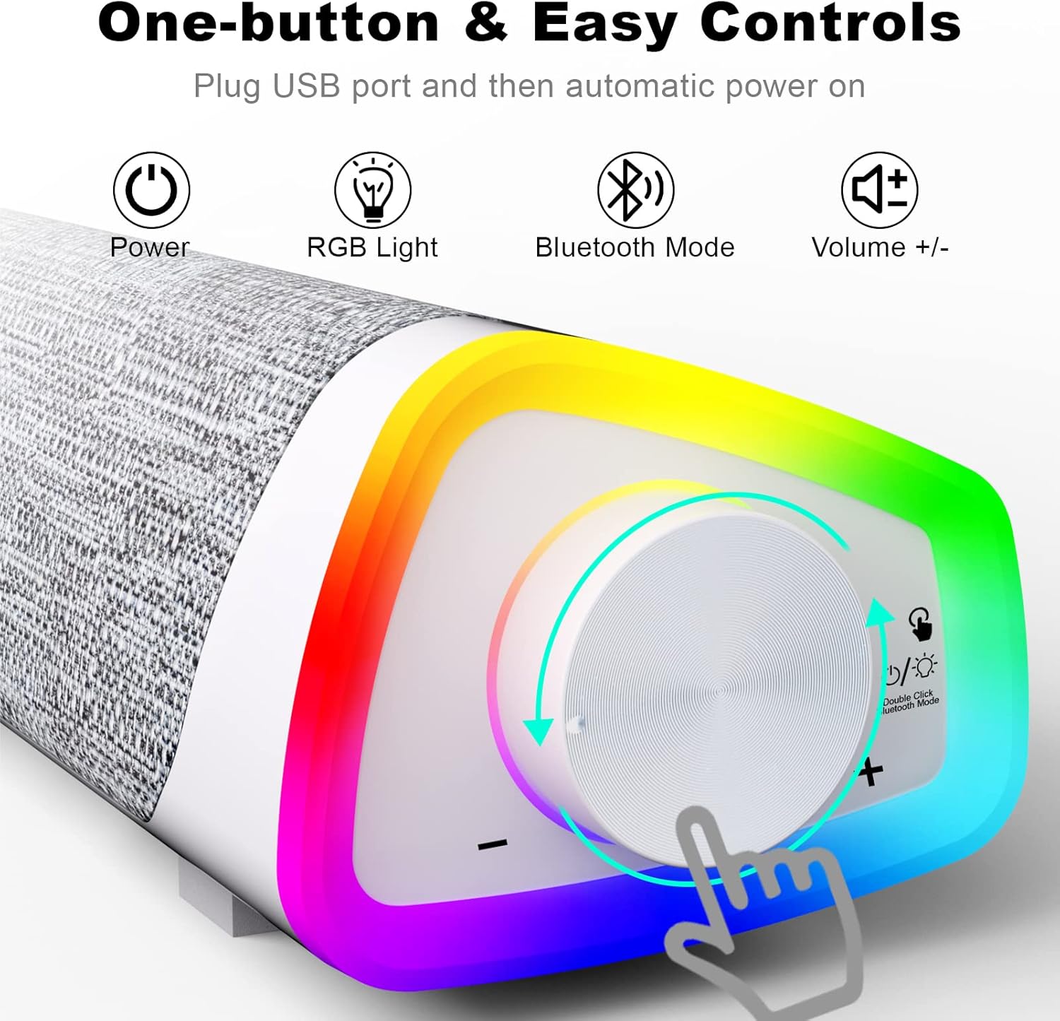 PC Soundbar Bluetooth USB Speaker RGB Lights Desktop Stereo