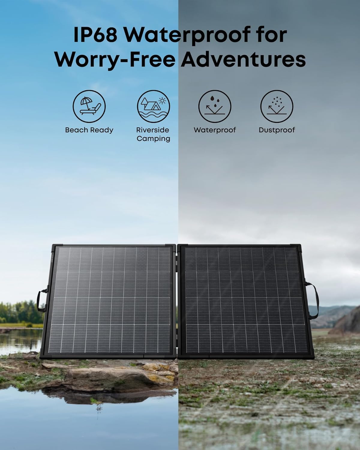 200W Bifacial Portable Solar Panel Foldable IP68 Charger