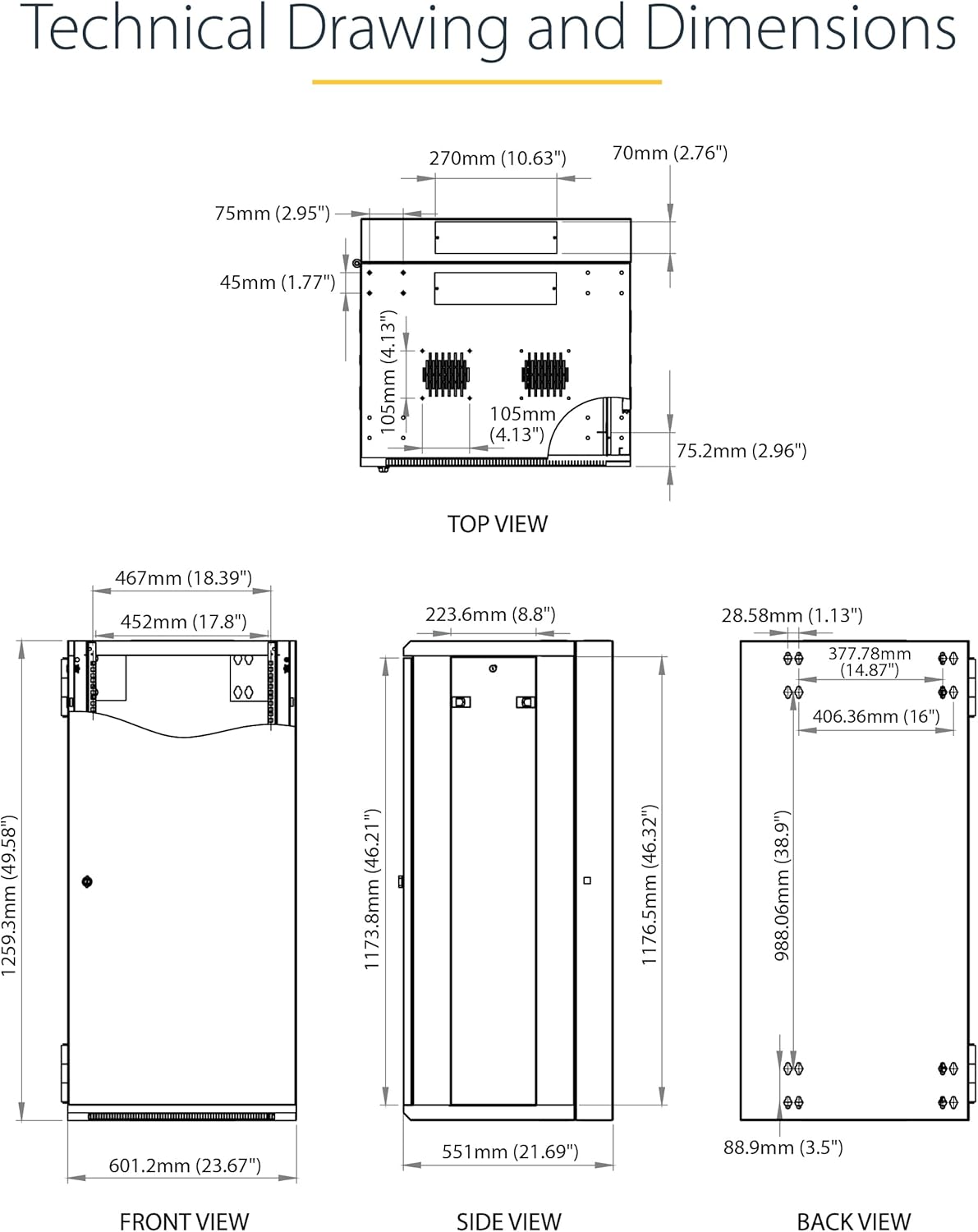 26U Wall Mount Network Cabinet 19in Lockable Rack