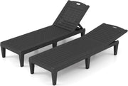 Set of 2 Rattan Style Sun Loungers Black 5 Level