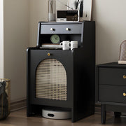 Robot Vacuum Storage Cabinet with Wheels Rattan Door Drawer Organizer