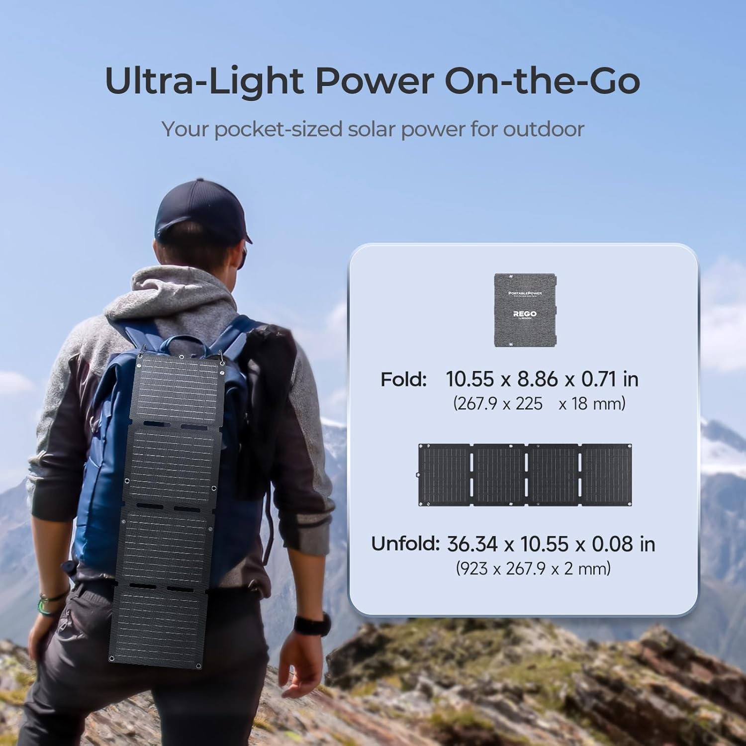 30W Foldable Solar Charger USB C USB A Camping Hike