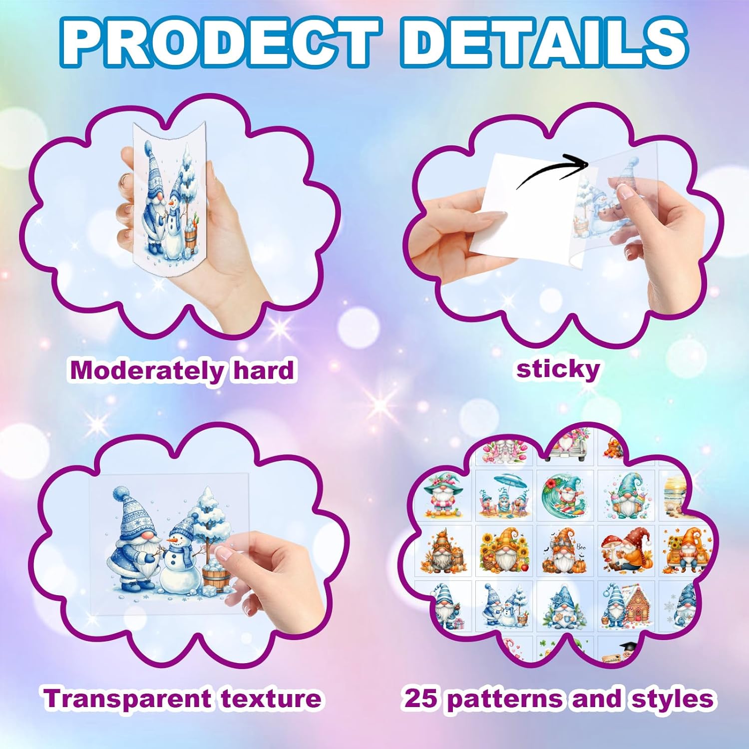 25PCS Gnome Decal Stickers Vase Jar Window Glass Decor