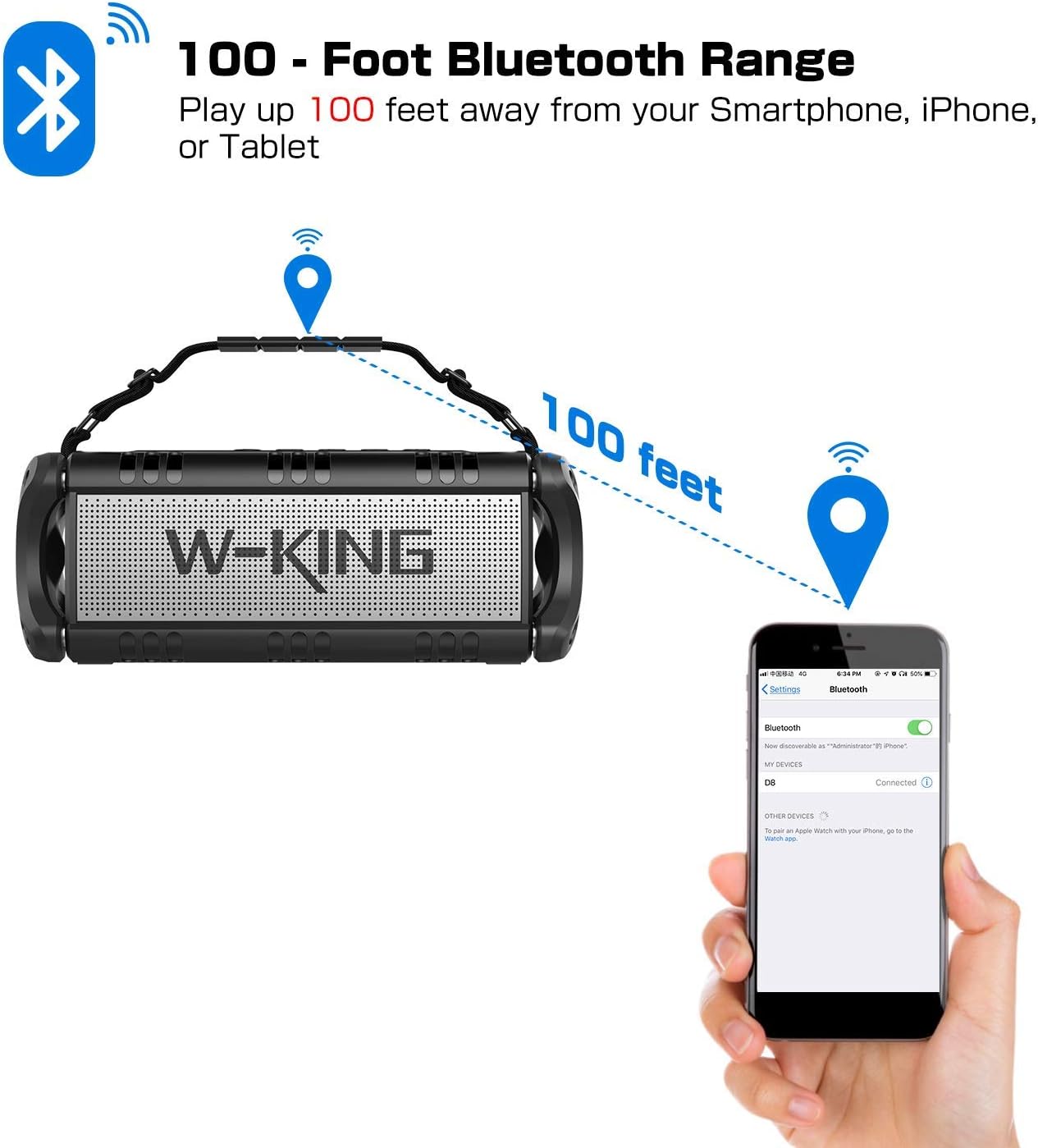 90W Bluetooth Speaker Deep Bass Waterproof 40H Playtime TWS