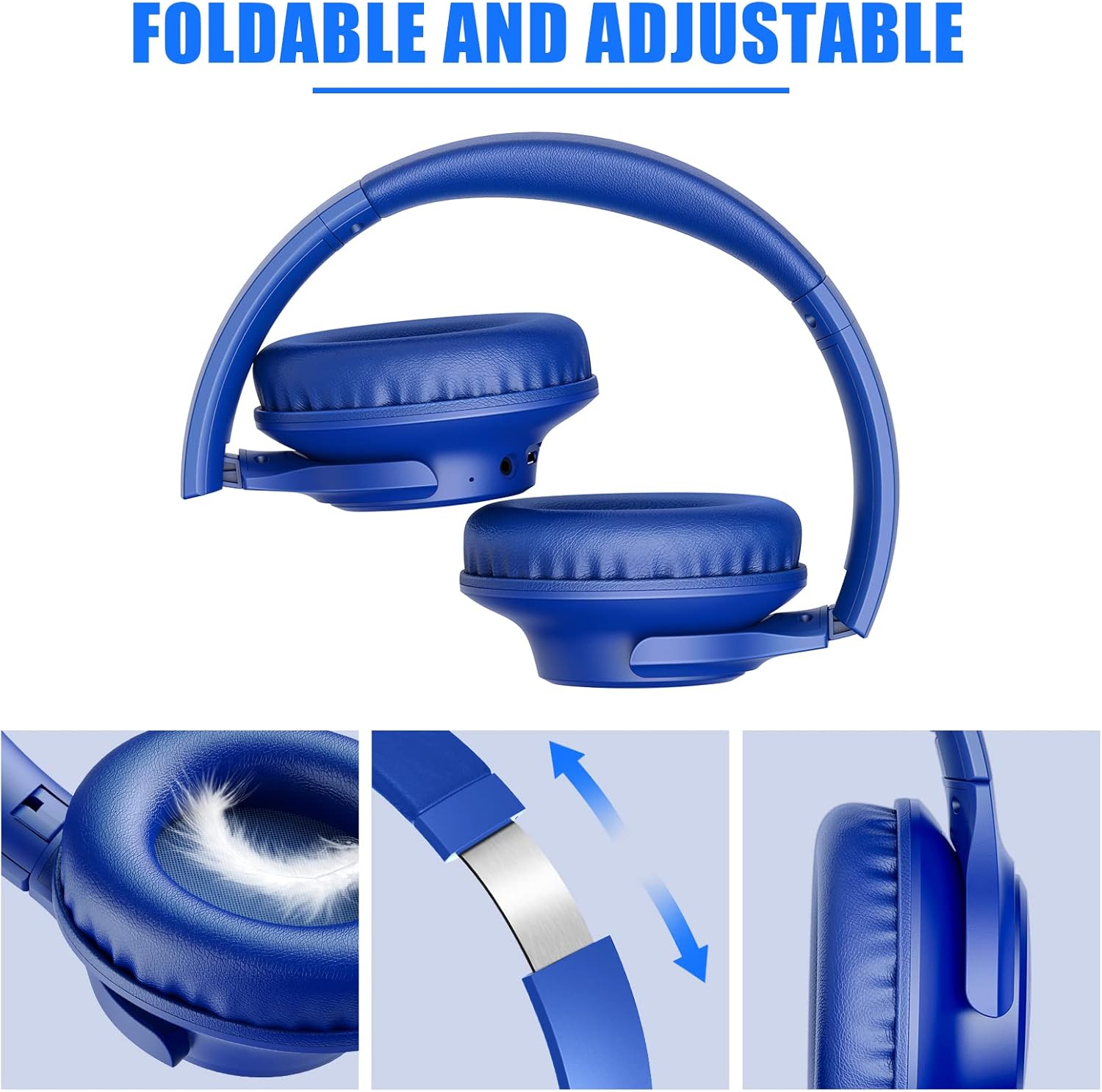 Bluetooth Over Ear Headphones 65H Playtime Deep Bass Foldable