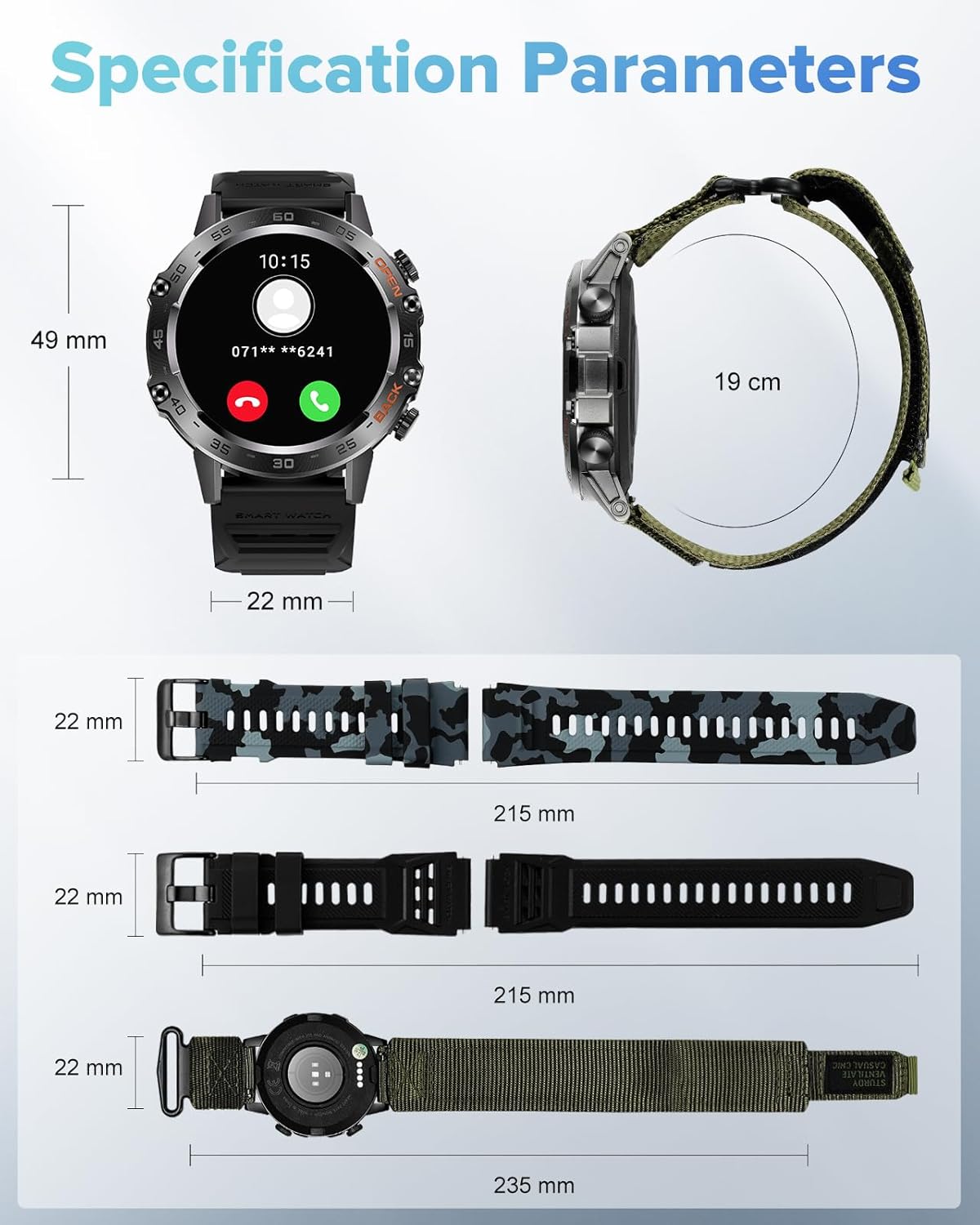 Mens Fitness Smart Watch 106 Sport Modes Green