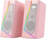 PC Speakers RGB Stereo USB Powered Desktop Audio Pink Bass