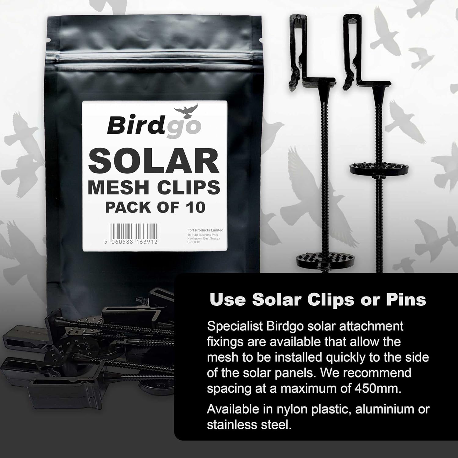 30M Black PVC Solar Panel Bird Proof Mesh Pigeon Barrier