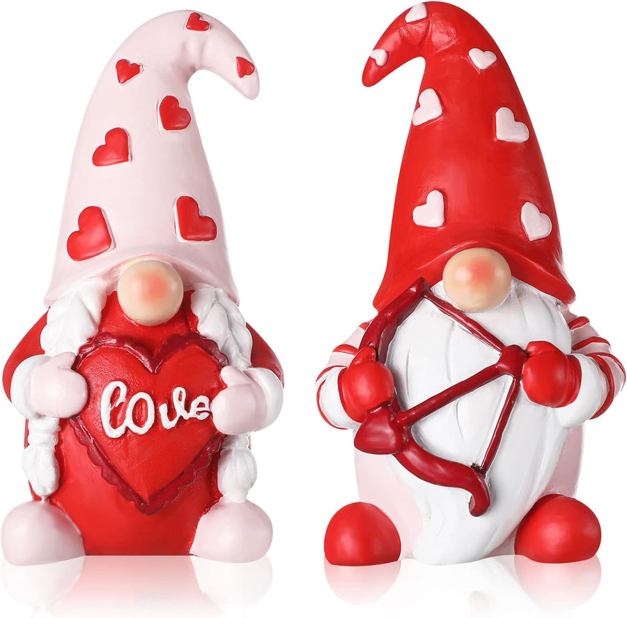 2PCS Valentine Gnome Decor Resin Love Heart Figurines Gift