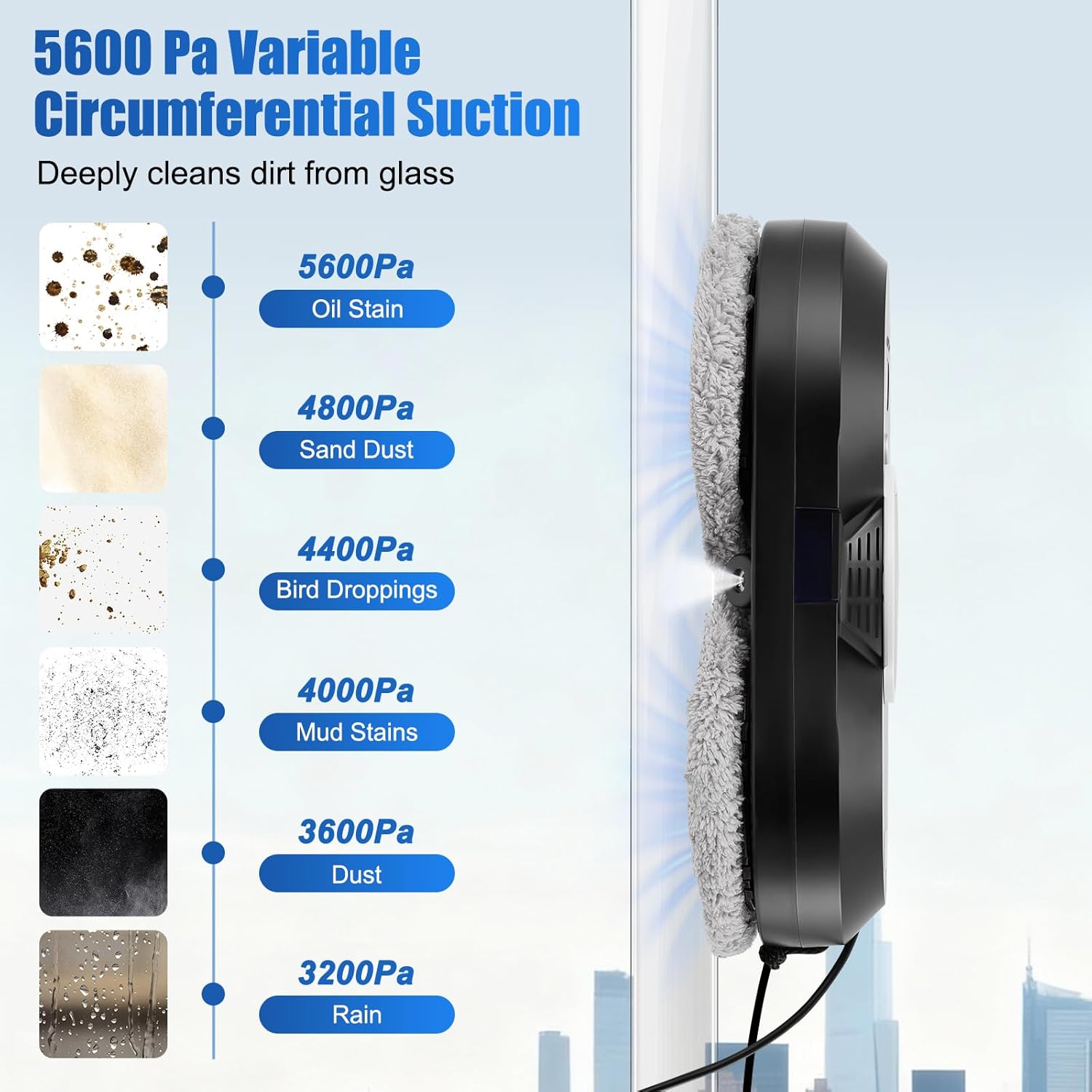 Window Cleaner Robot 5600Pa Smart Auto Spray Glass Cleaner
