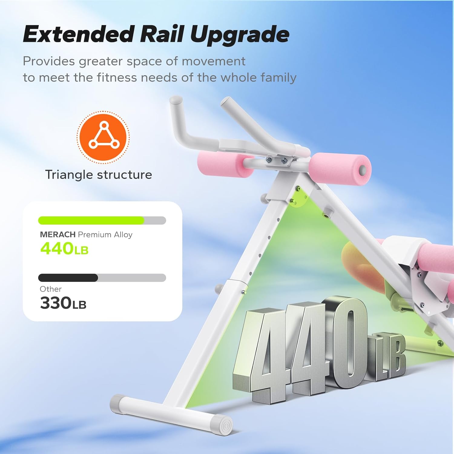 Foldable Ab Machine Adjustable Core Trainer Home Gym Pink