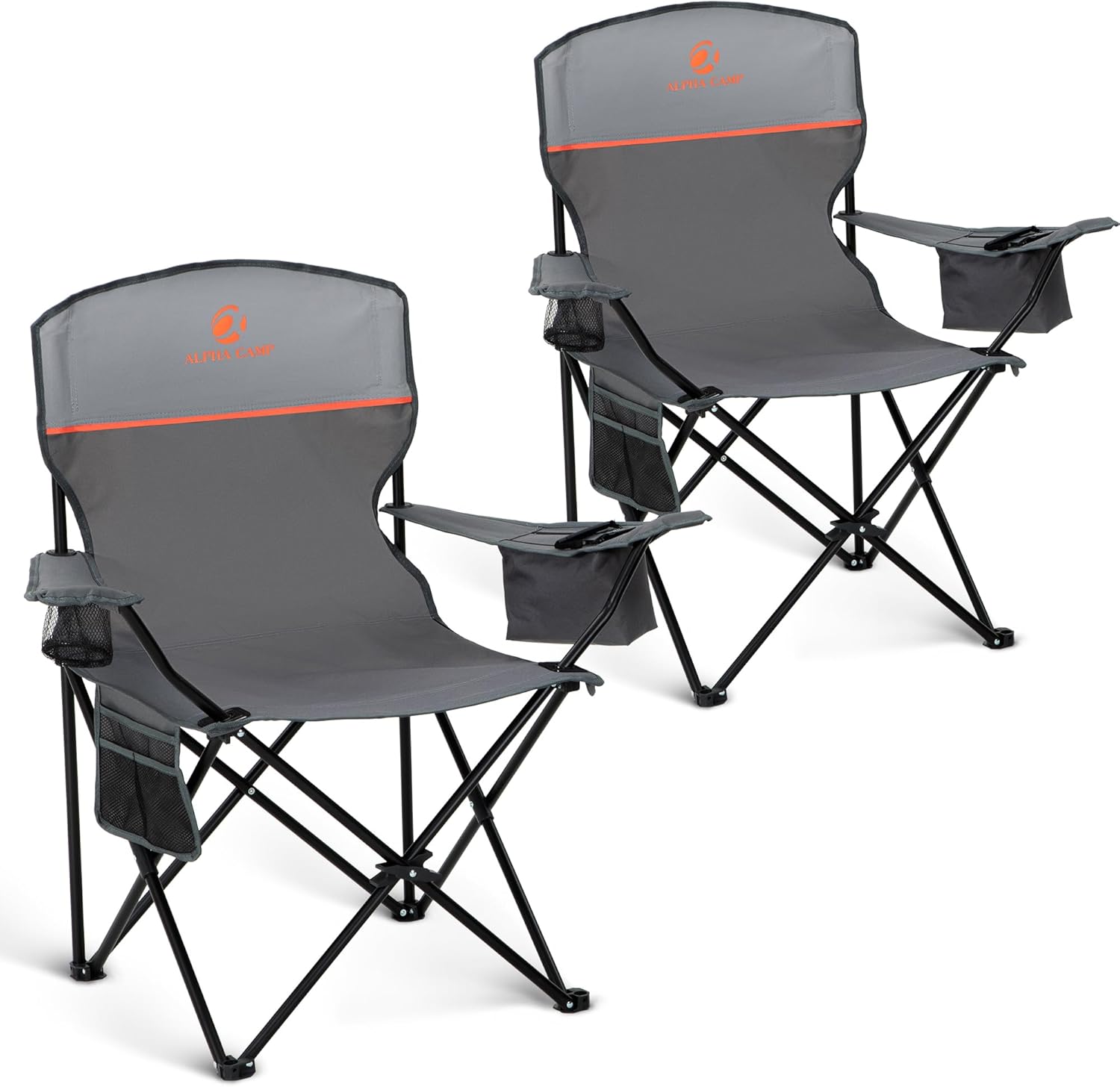 Camping Chairs 2 Pack Mesh Back 120kg Grey