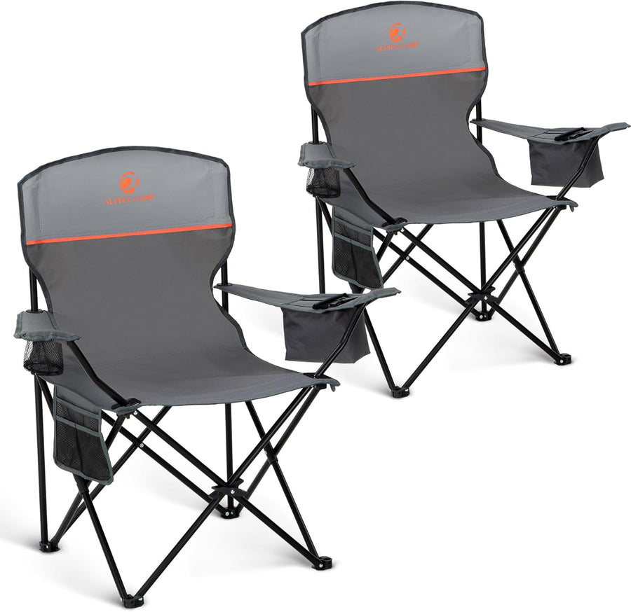 Camping Chairs 2 Pack Mesh Back 120kg Grey