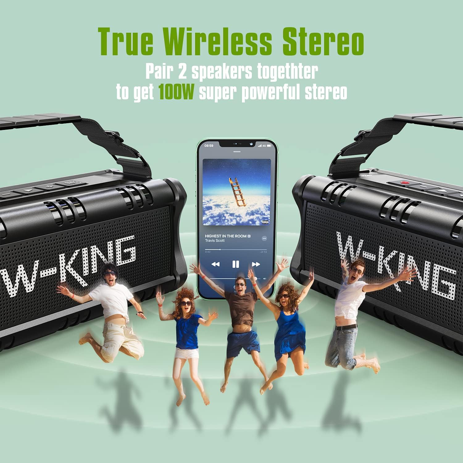 90W Portable Bluetooth Speaker Waterproof Bass 40H NFC TWS