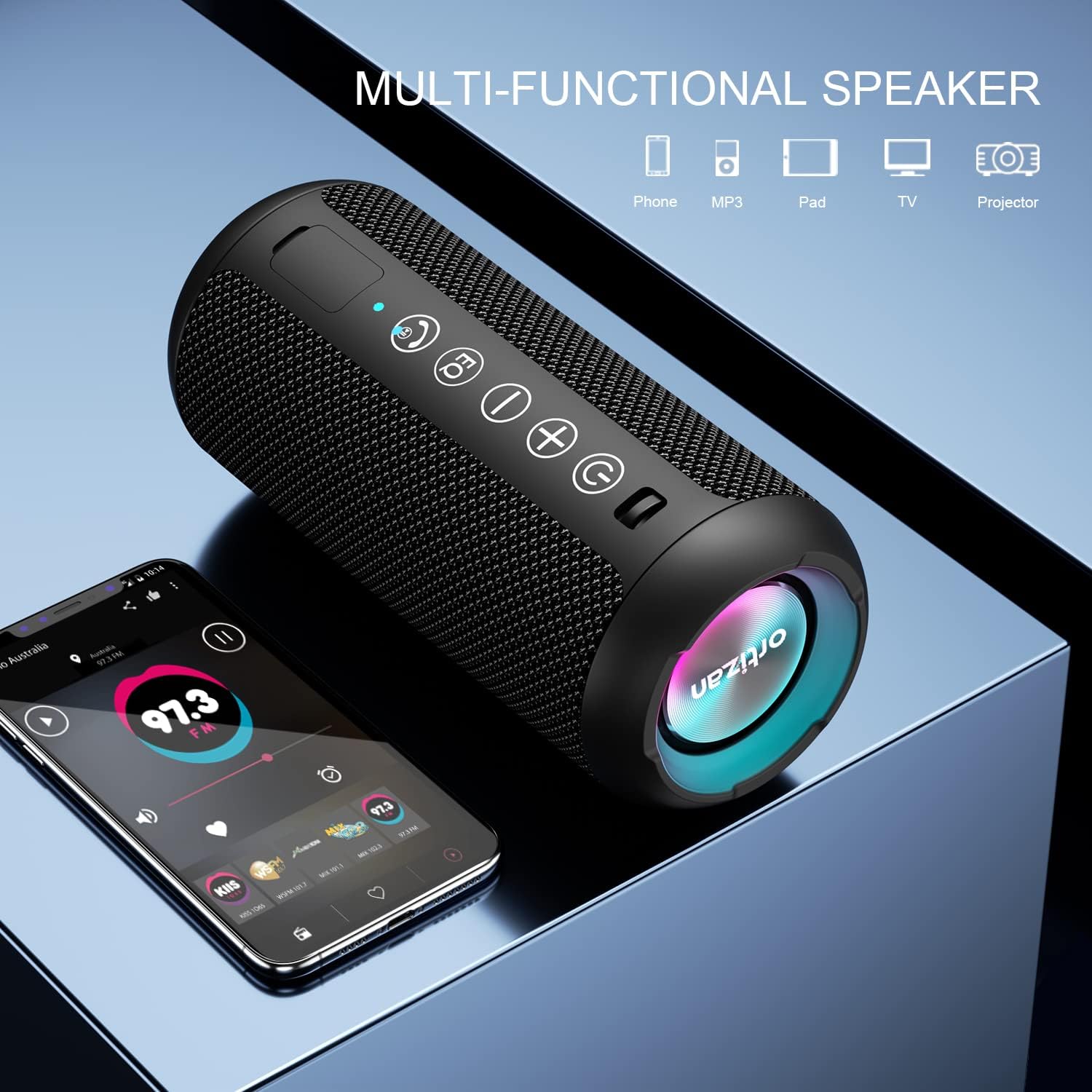 Portable Bluetooth Speaker 24W Waterproof IPX7 30H RGB Lights