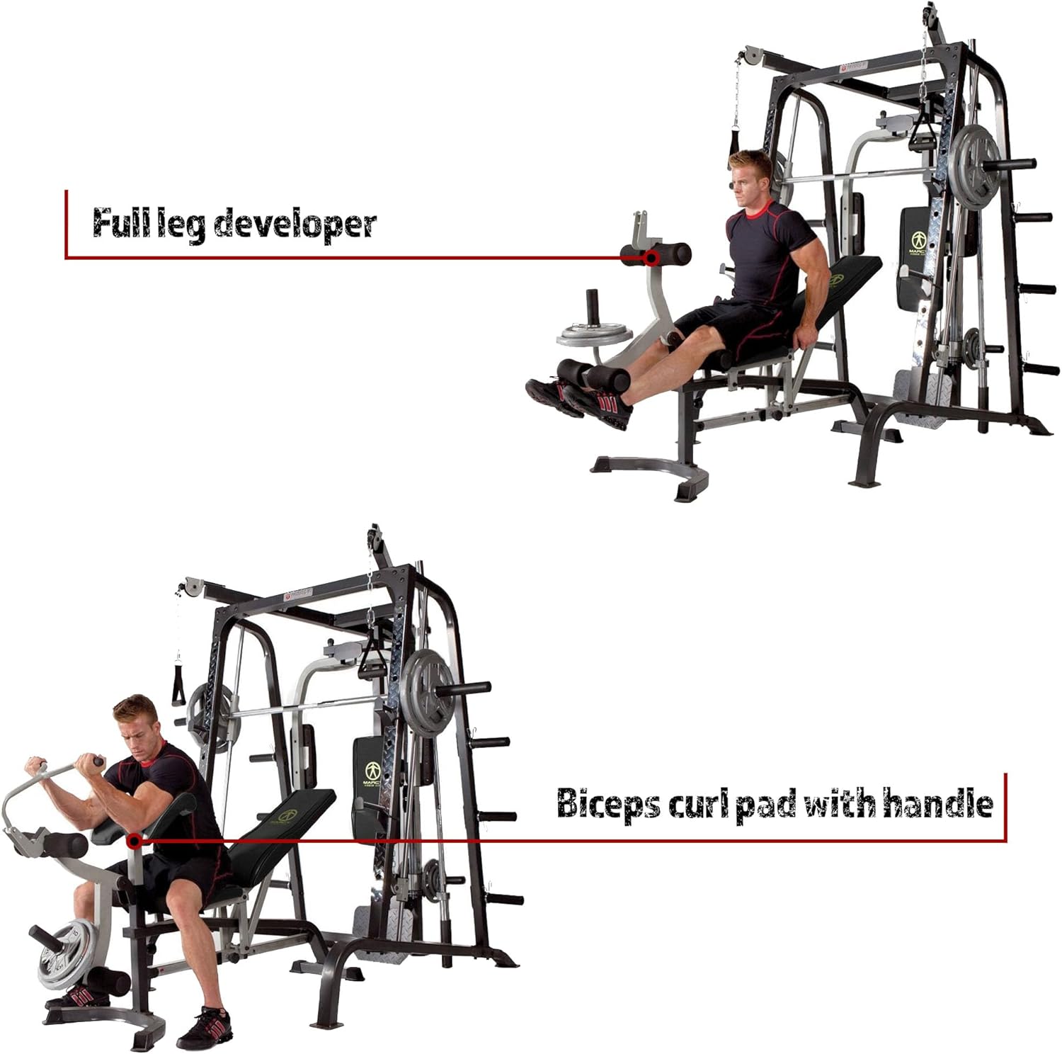 Smith Machine Home Gym Power Cage with Adjustable Weight Bench