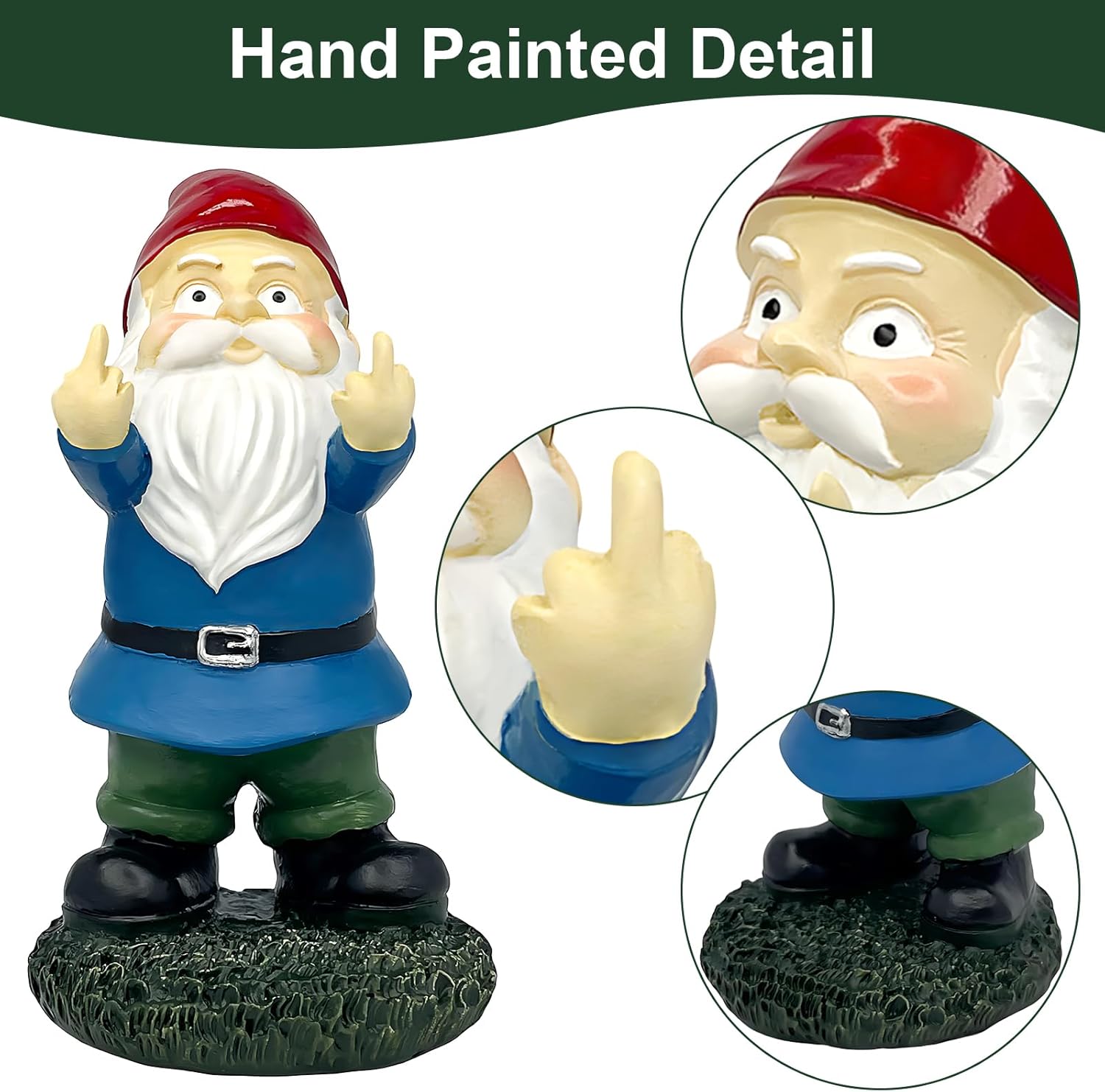 Funny Rude Garden Gnome Middle Finger Resin Naughty Outdoor Decor