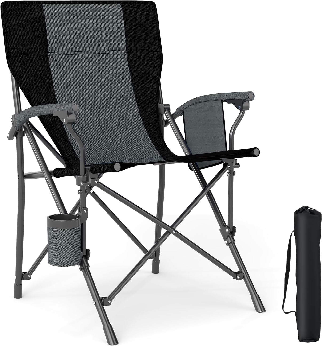 Folding Directors Camping Chair with Pocket Black