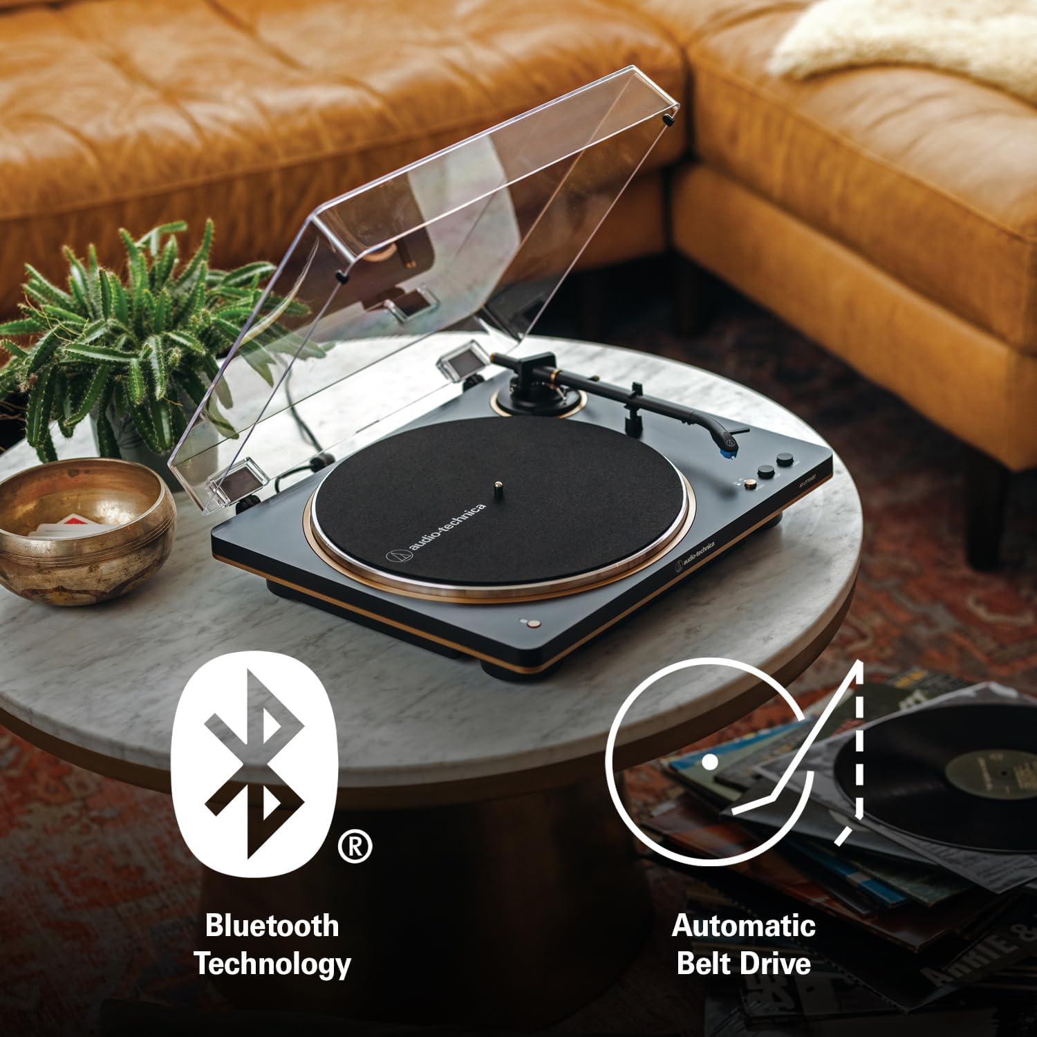 Wireless Automatic Turntable with Bluetooth Black Silver