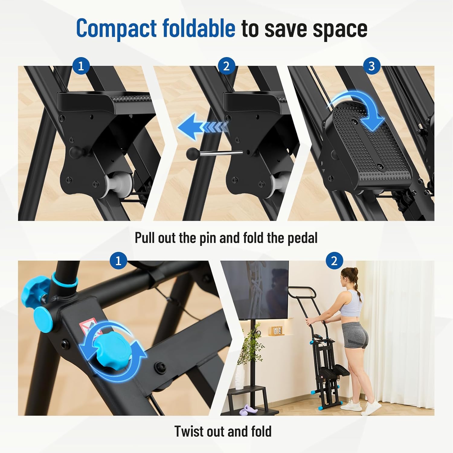 Foldable Stair Stepper Cardio Climber Machine Home Gym 6 Resistance