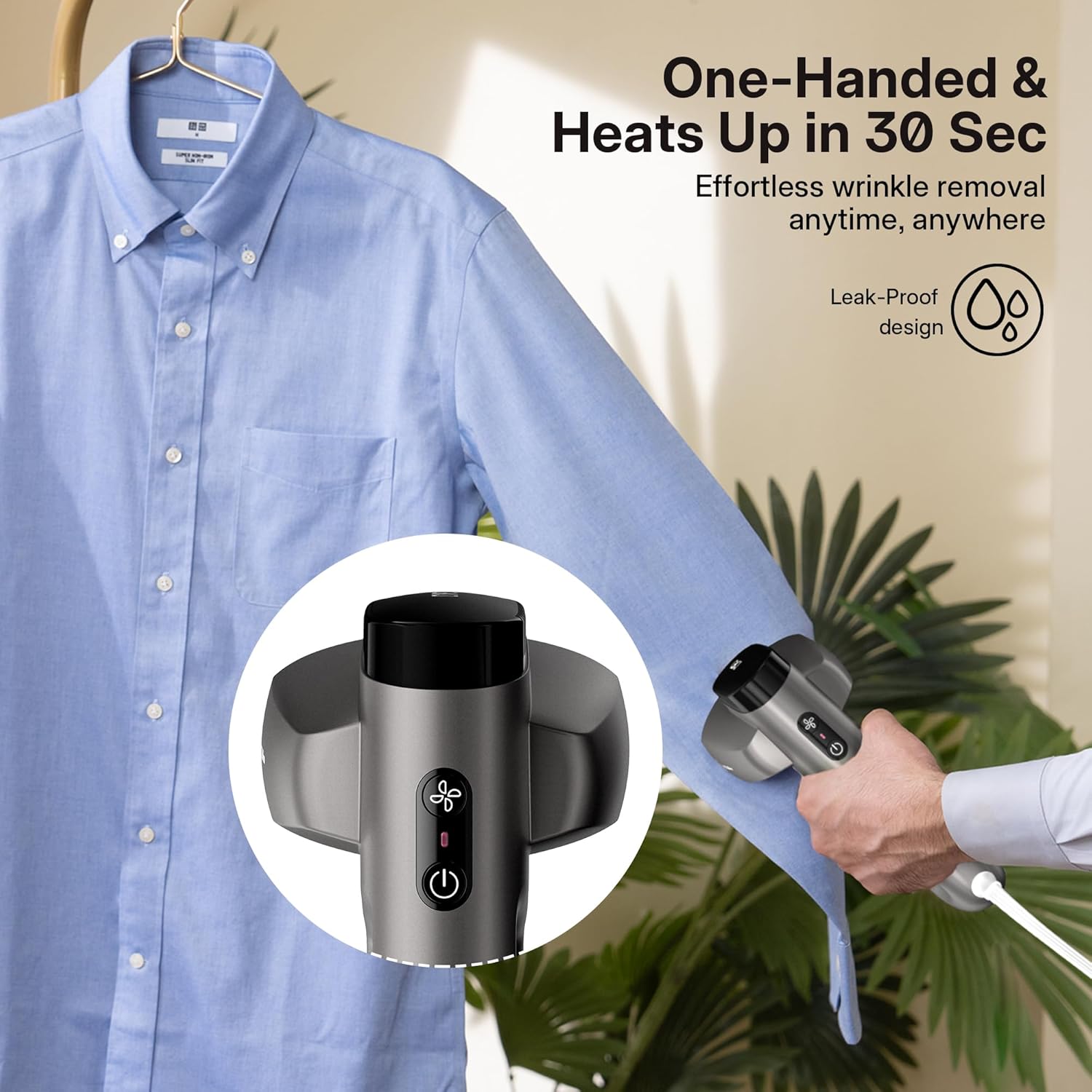 Handheld Garment Steamer Auto Suction 2in1 Travel Iron Fast