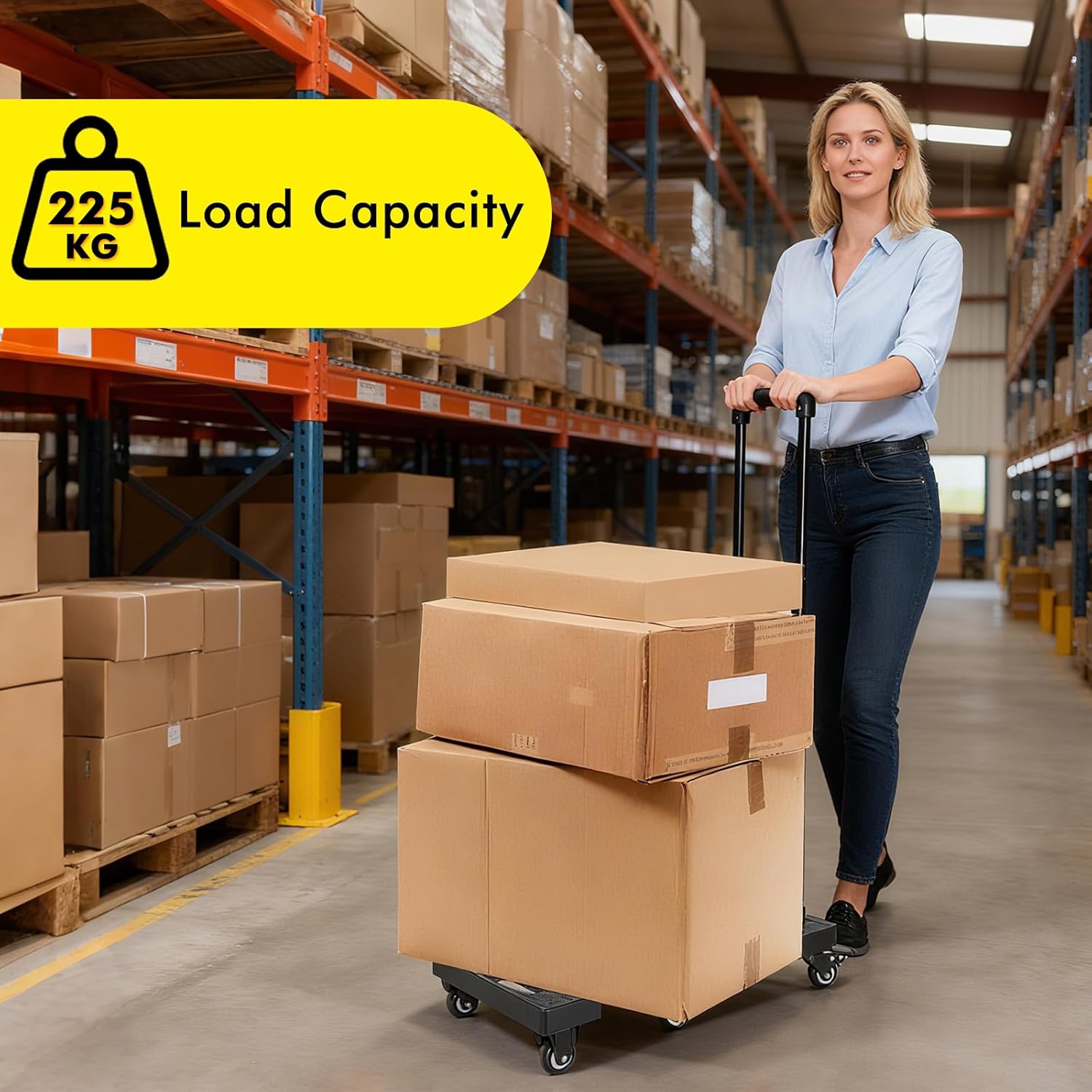 Lightweight Folding Hand Truck 6 Wheel Dolly Cart Brake
