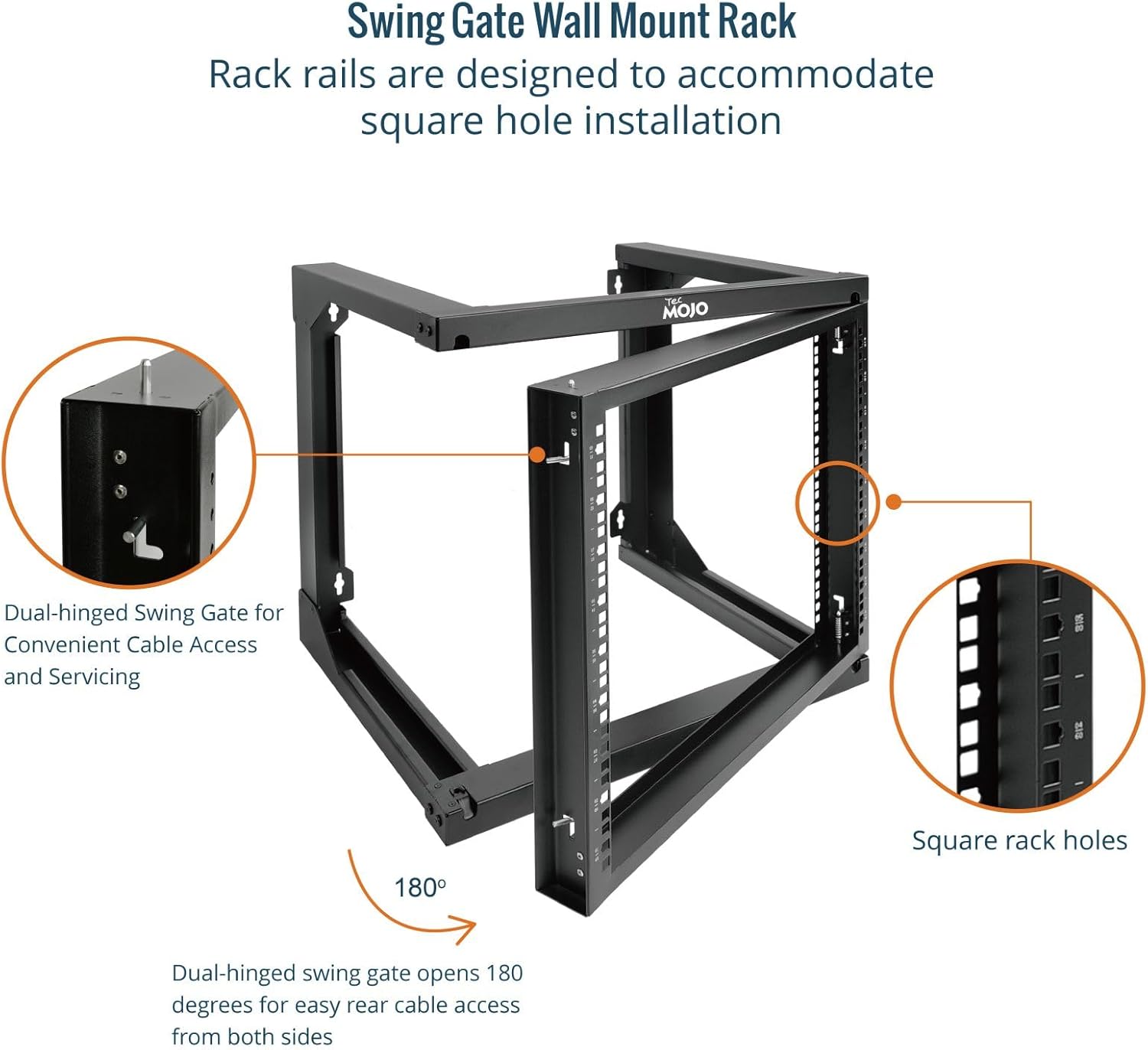 9U Wall Mount Open Frame Server Rack Swing Gate