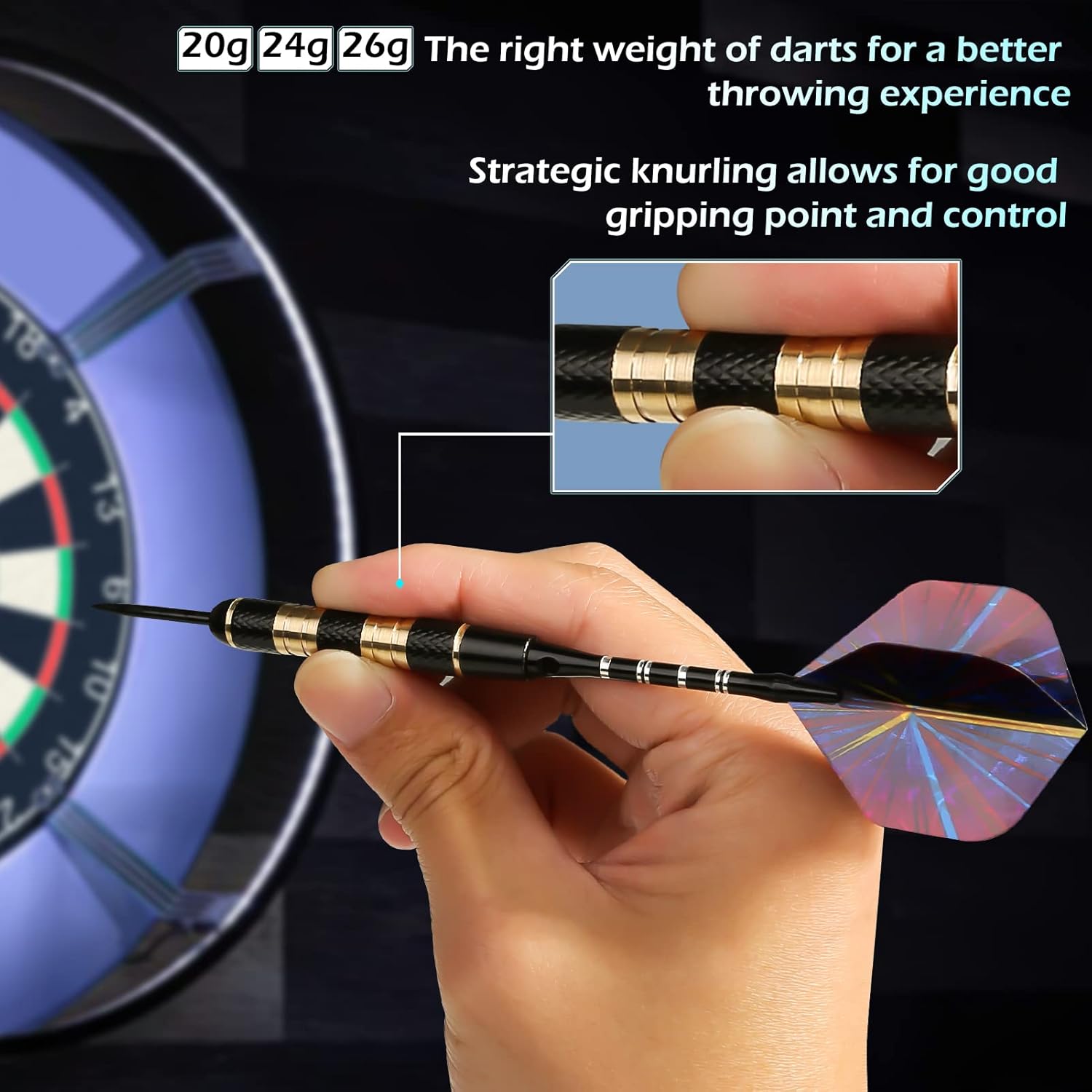 Steel Tip Darts Set 12 Pack 20g 24g 26g Brass Barrels Case Kit