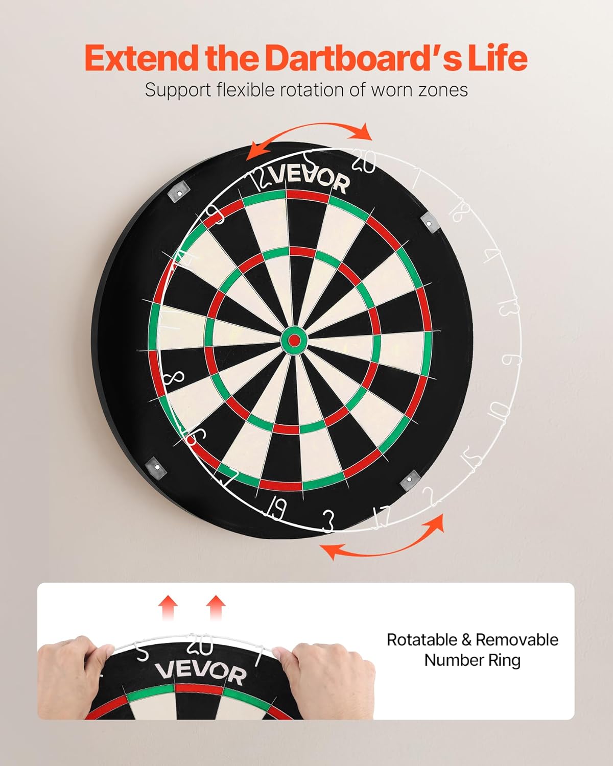18in Professional Sisal Dartboard Staple Free Bullseye Blade Wire