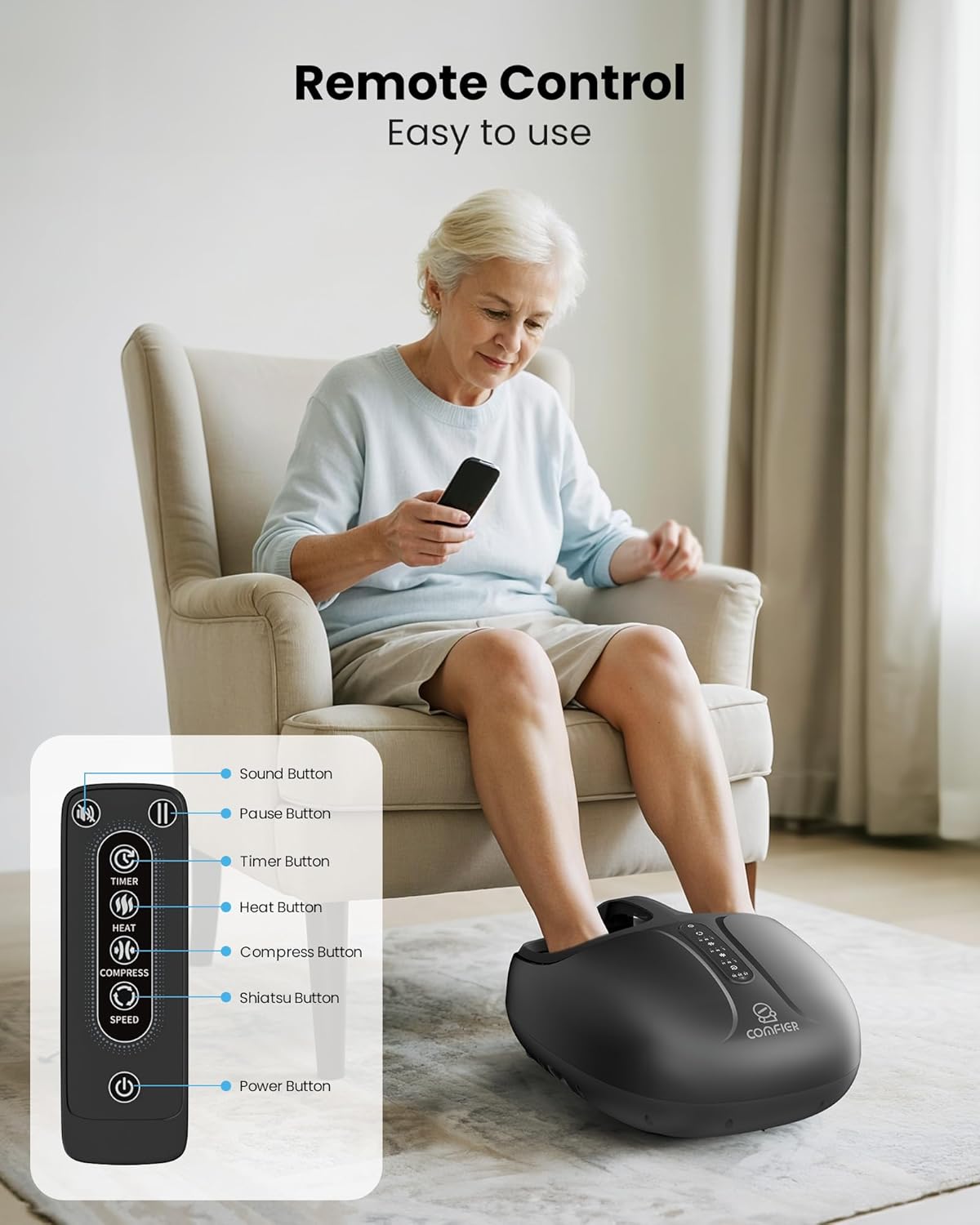 Shiatsu Foot Massager Heat Compression Remote Control Size 14