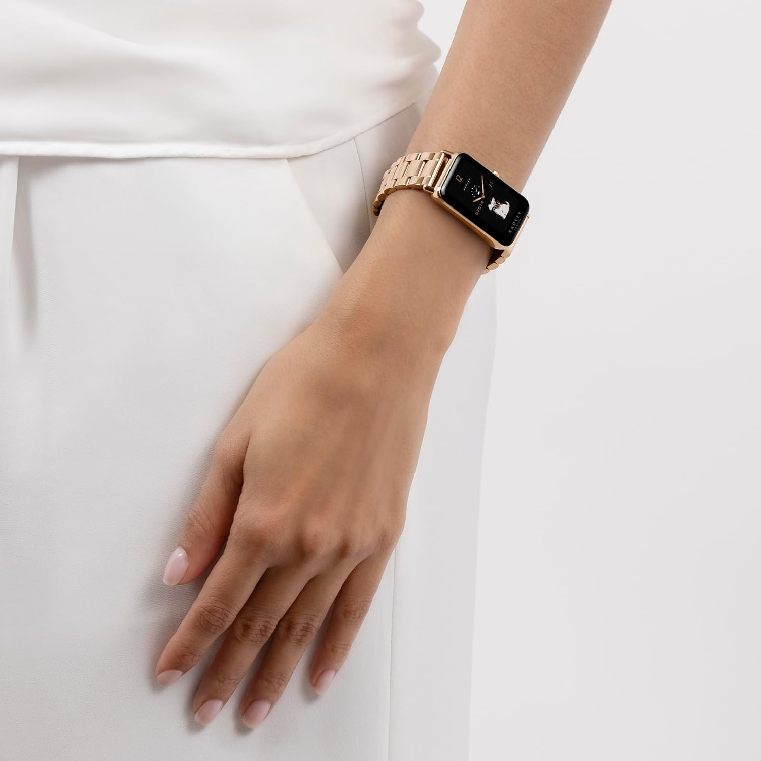 Womens Rose Gold Smart Watch Stainless Steel Strap