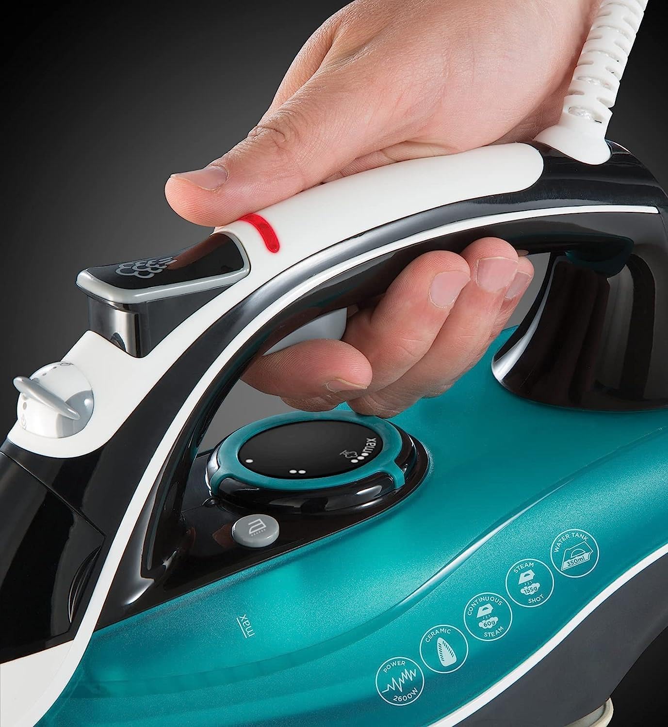 2600W Steam Iron 155g Steam Shot Ceramic Soleplate 60g Steam Auto Off