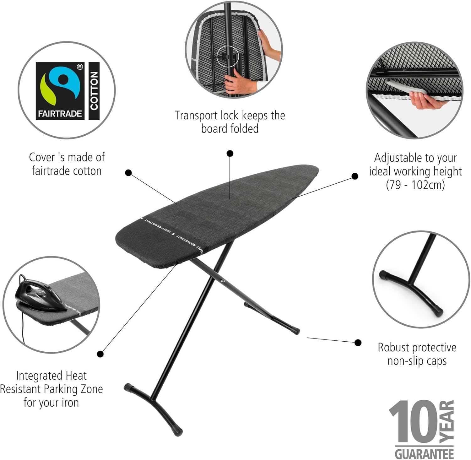 XL Ironing Board 135x45cm Wide Foldable Iron Table Heat Resistant Zone