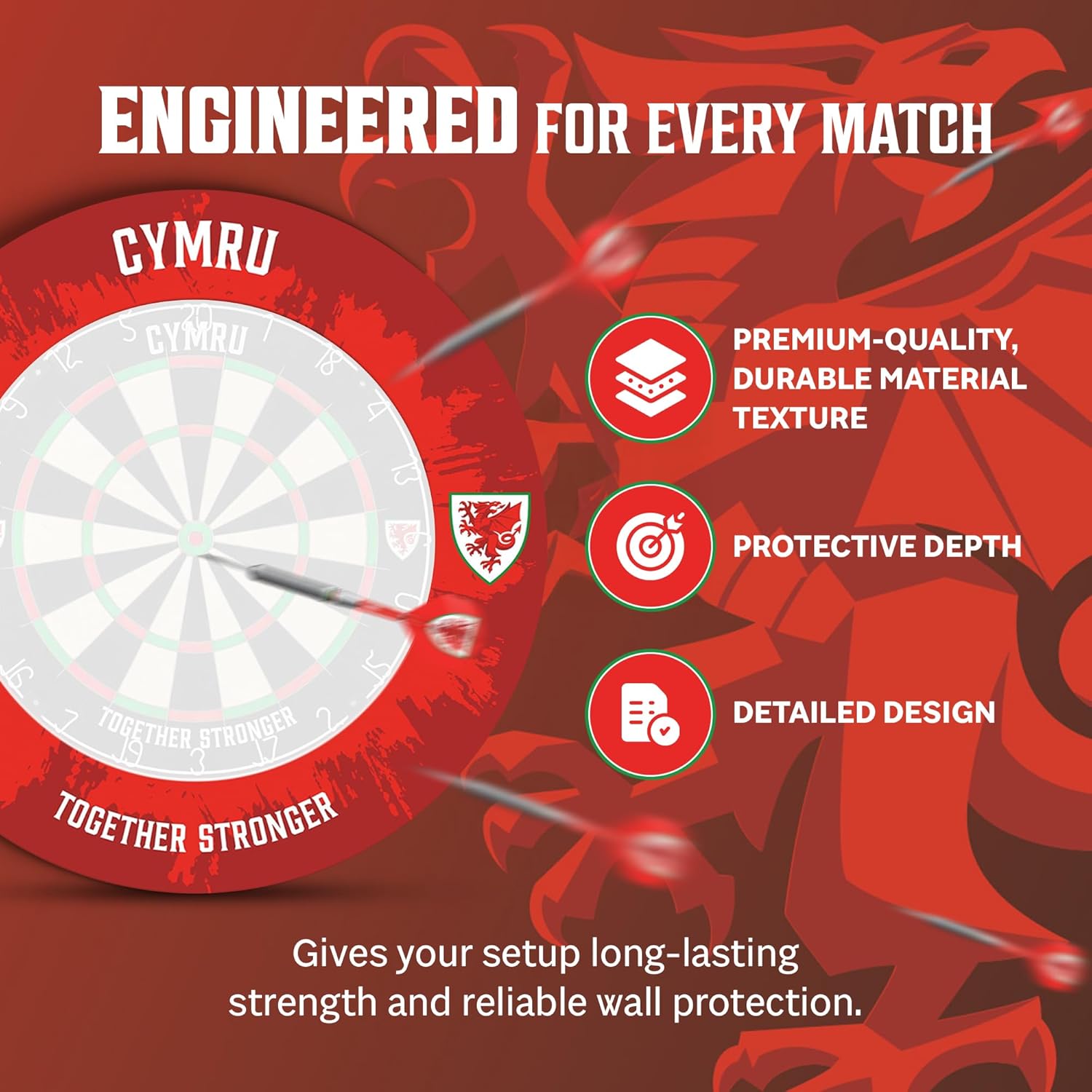 Dartboard Surround Wall Protector Red Durable 68cm Dart Board